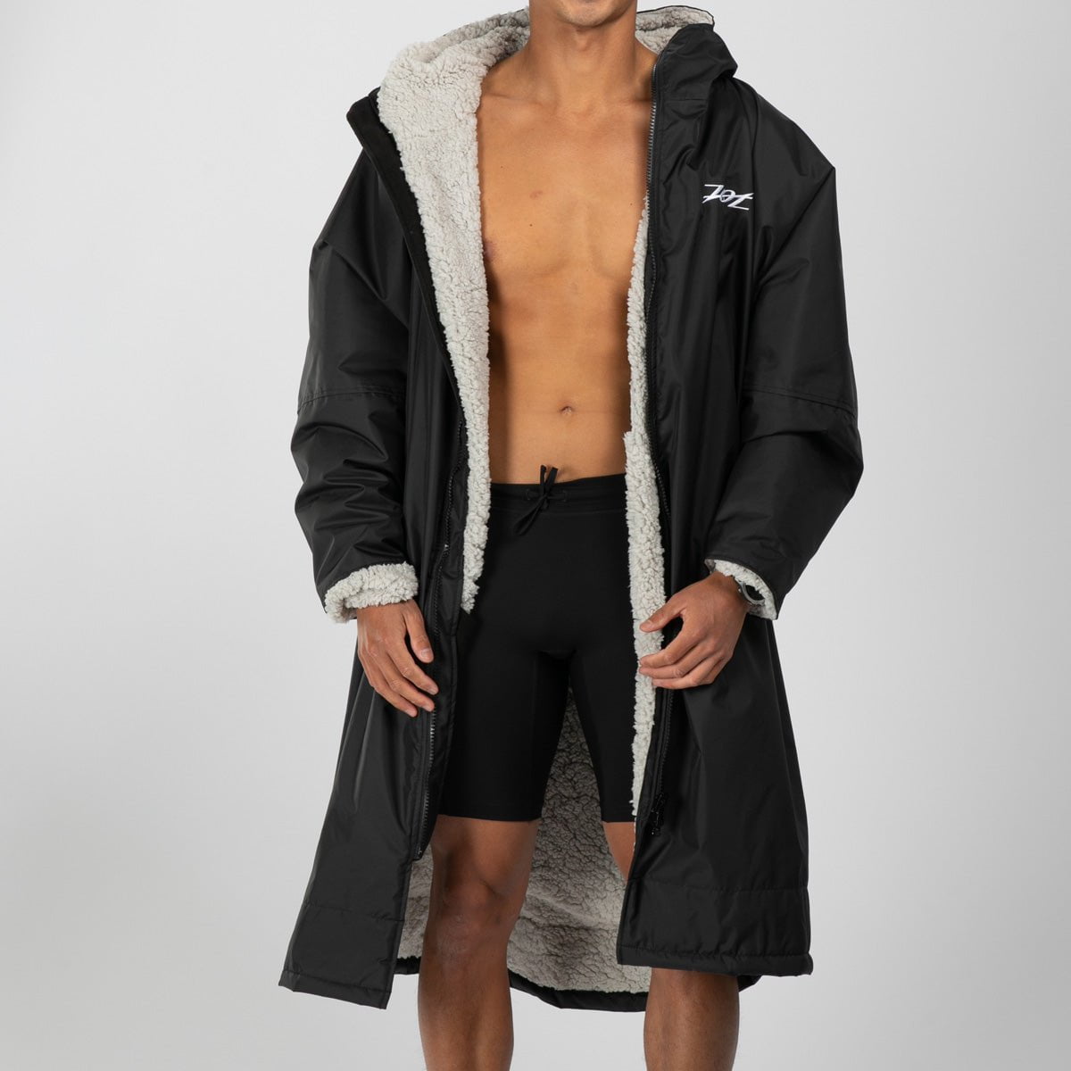 Unisex Ultra Swim Parka - Waterproof & Quick-Dry Swim Jacket for Men & Women (Black) | Perfect for Swimming, Surfing & Beach Activities