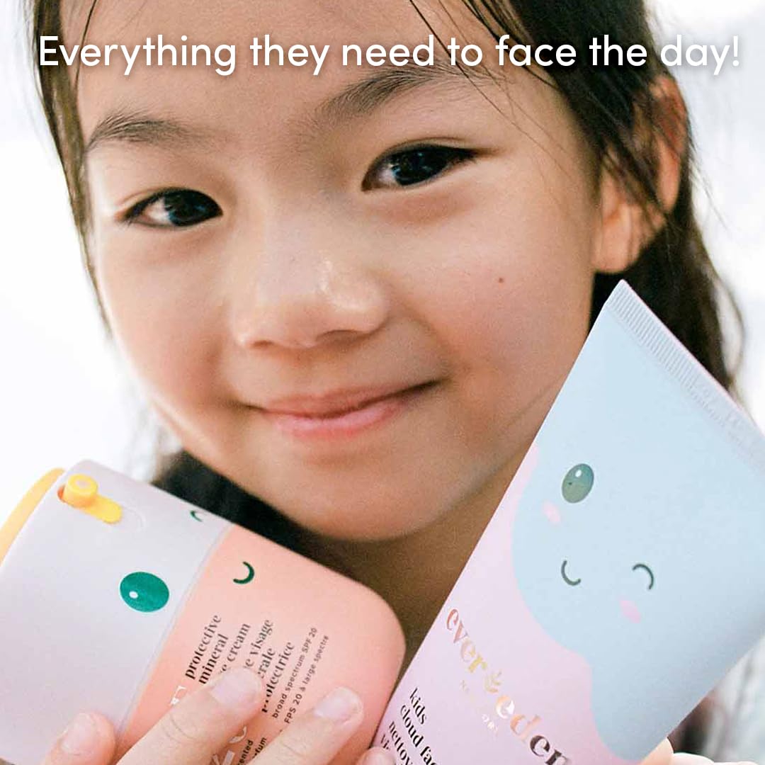 Evereden Kids Haircare & Skincare Set: Detangling Shampoo & Conditioner, After Swim Shampoo, Detangling Spray, Cloud Face Wash & SPF 20 Mineral Cream - Clean, Vegan, Non-Toxic for Kids Ages 3+ | Perfect for Daily Bath Time, Swimming & Outdoor Activities