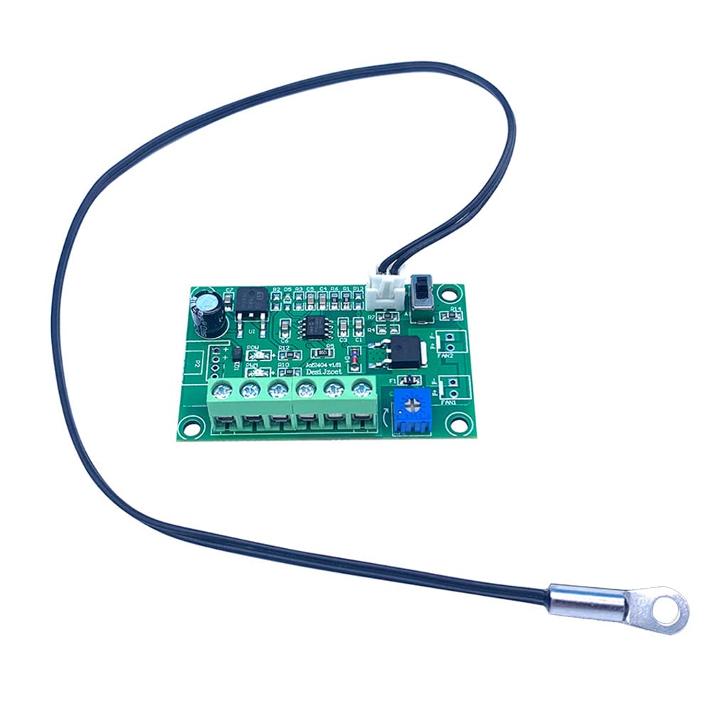 12V 24V 4A 2-Way Adjustable PWM Fan Speed Controller - Automatic PC CPU Case Fan Temperature Governor with Sensor for 2/3/4-Wire DC Fans - Perfect for Computer Cooling, Gaming Rigs & Server Cabinets