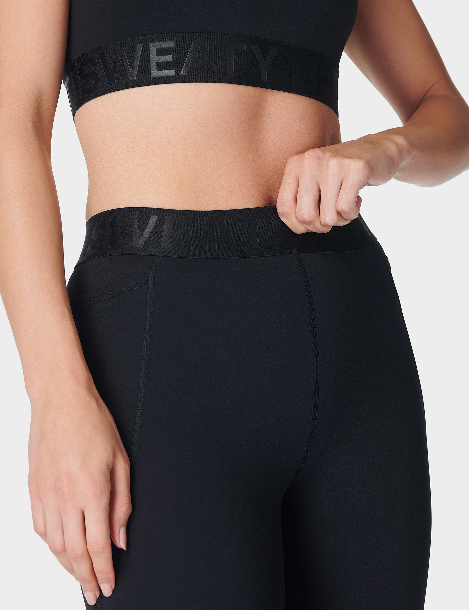 Power 7/8 Elastic Waist Gym Legging - Black Workout Yoga Running Pants for Women | Perfect for Fitness, Lounge & Everyday Wear