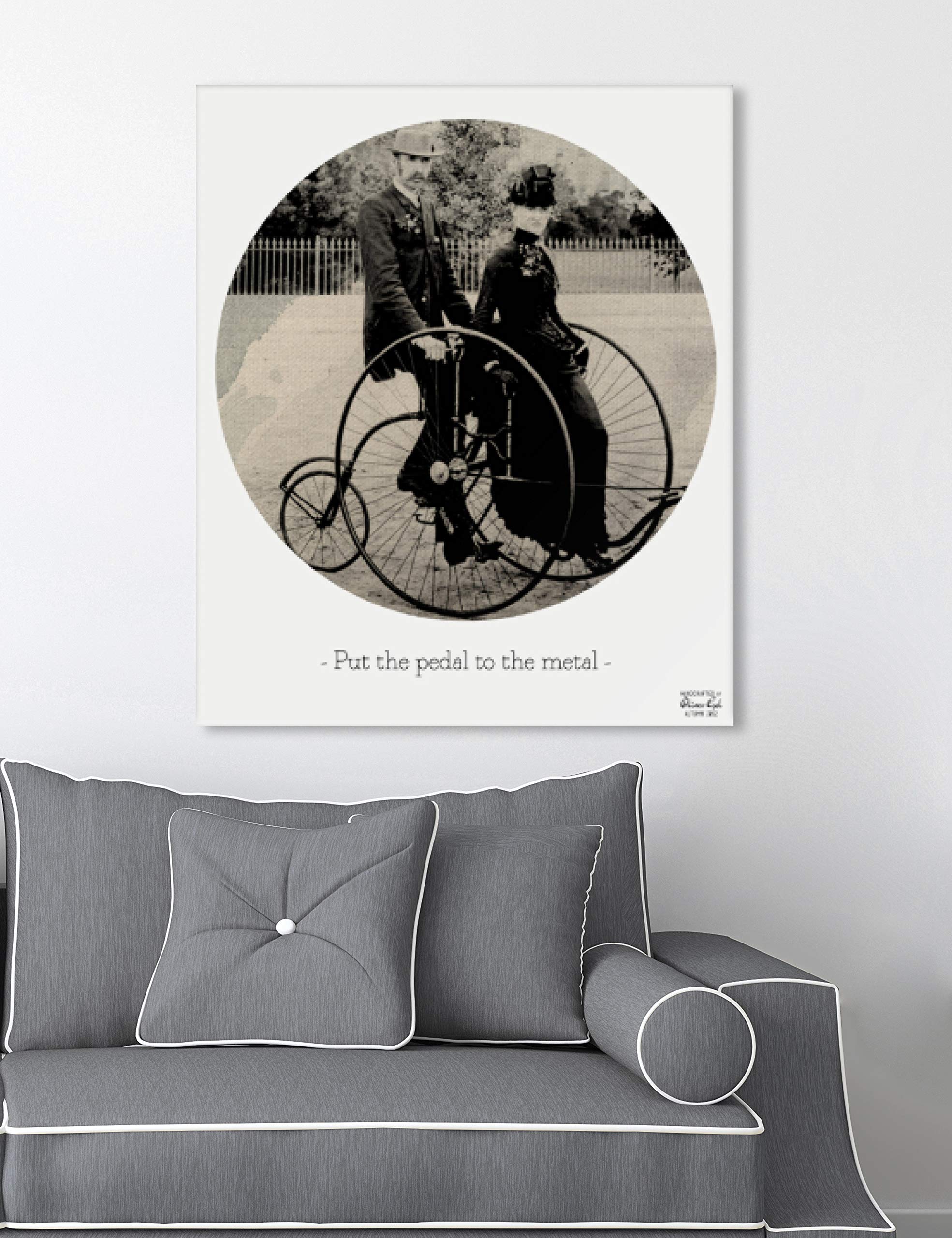 Oliver Gal Artist Co. 'Pedal to the Metal' Black & White Canvas Wall Art Print - 13x16 Inches - Modern Home Decor for Living Room, Bedroom & Office