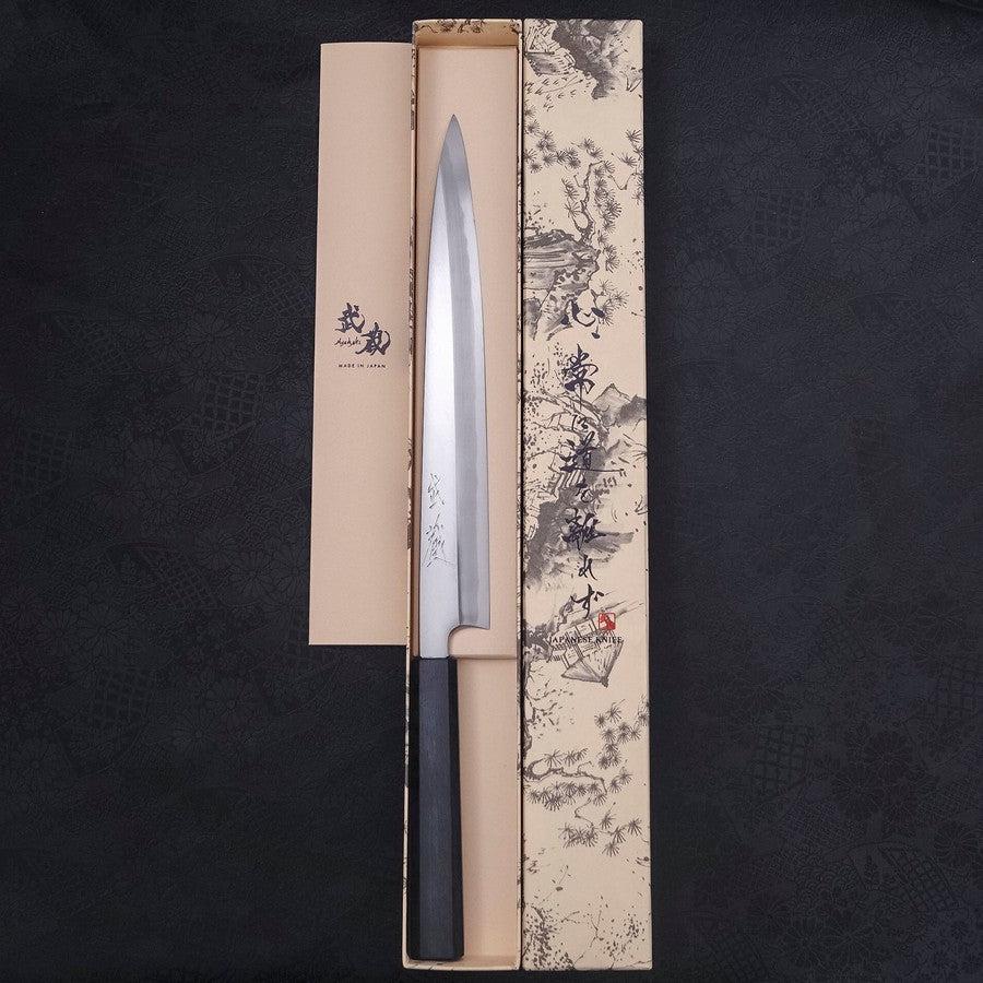 Premium Yanagiba Sushi Knife - Blue Steel #2 Kasumi with Dark Blue Urushi Handle - 270mm Japanese Chef Knife for Sashimi, Sushi & Precision Cutting - Perfect for Professional Chefs & Home Cooks