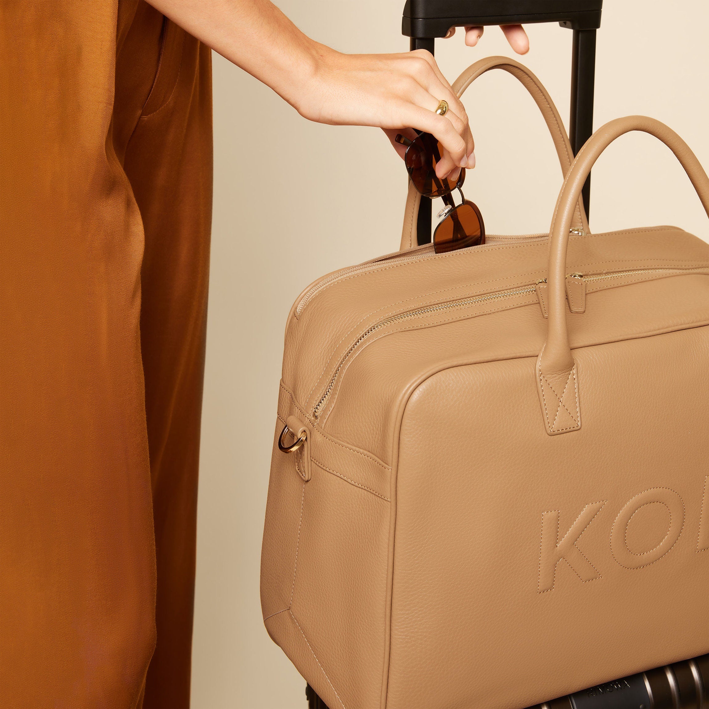 Harwood Weekender Duffle Bag in Camel Brown - Stylish Travel Duffel for Weekend Getaways, Gym & Overnight Trips