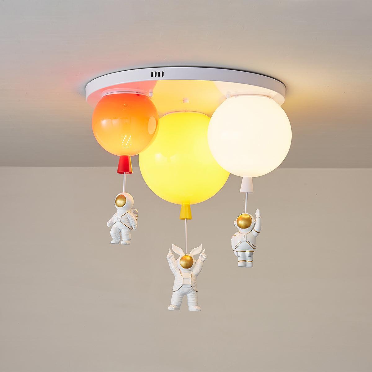 Astronaut Glossy Balloon Ceiling Lamp - Modern Space-Themed LED Light Fixture for Kids Room & Nursery Decor - Perfect for Bedroom, Playroom and Themed Parties