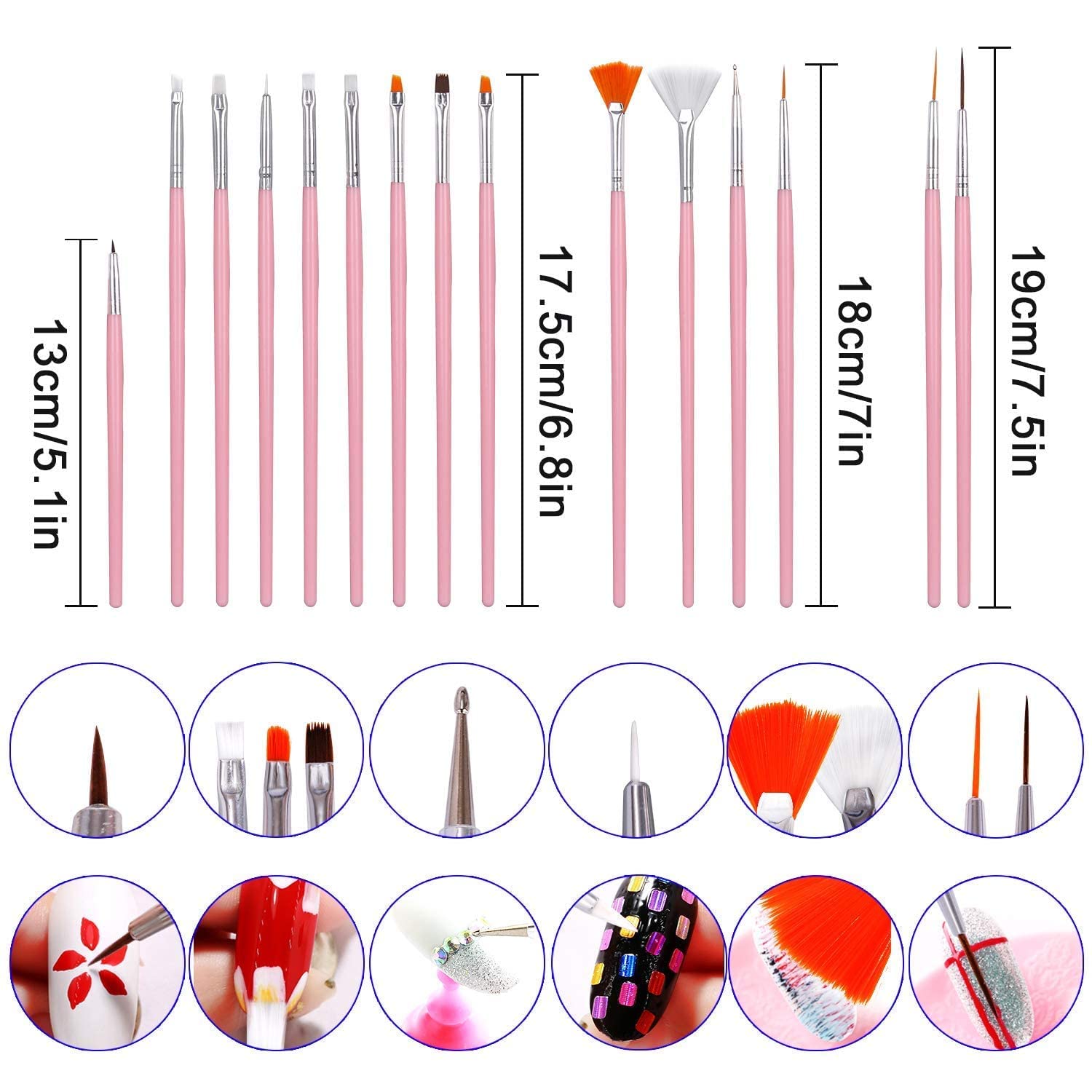 Premium 15-Piece Pink Nail Art Brush Set - Professional Acrylic Nail Design Painting Tools with Fine Tips for Gel Polish, Drawing & Detailing | Perfect for Salon, Home Manicures & DIY Nail Art