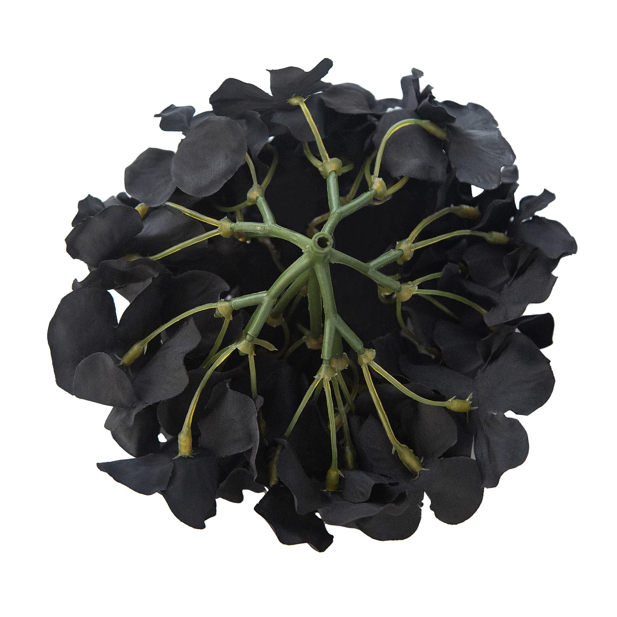10pcs Black Hydrangea Silk Flower Heads with Stems - Artificial Wedding Flowers for Home Decor, Party & Baby Shower Arrangements - Perfect for Centerpieces, Bouquets and DIY Floral Projects