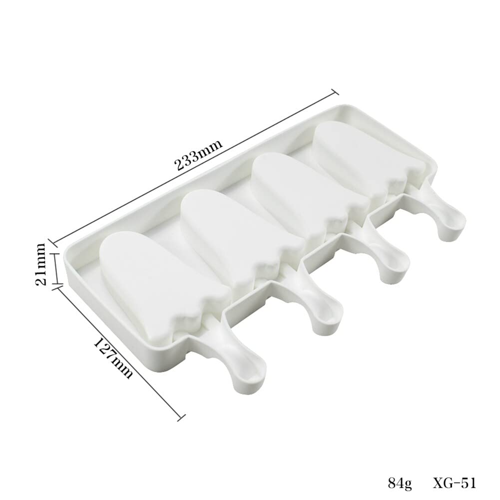 Ghost-Shaped Silicone Popsicle Molds - 4 Cavity Reusable Ice Pop Makers for Kids & Adults - Perfect for Halloween Treats, Summer Snacks, DIY Frozen Desserts, and Homemade Ice Cream