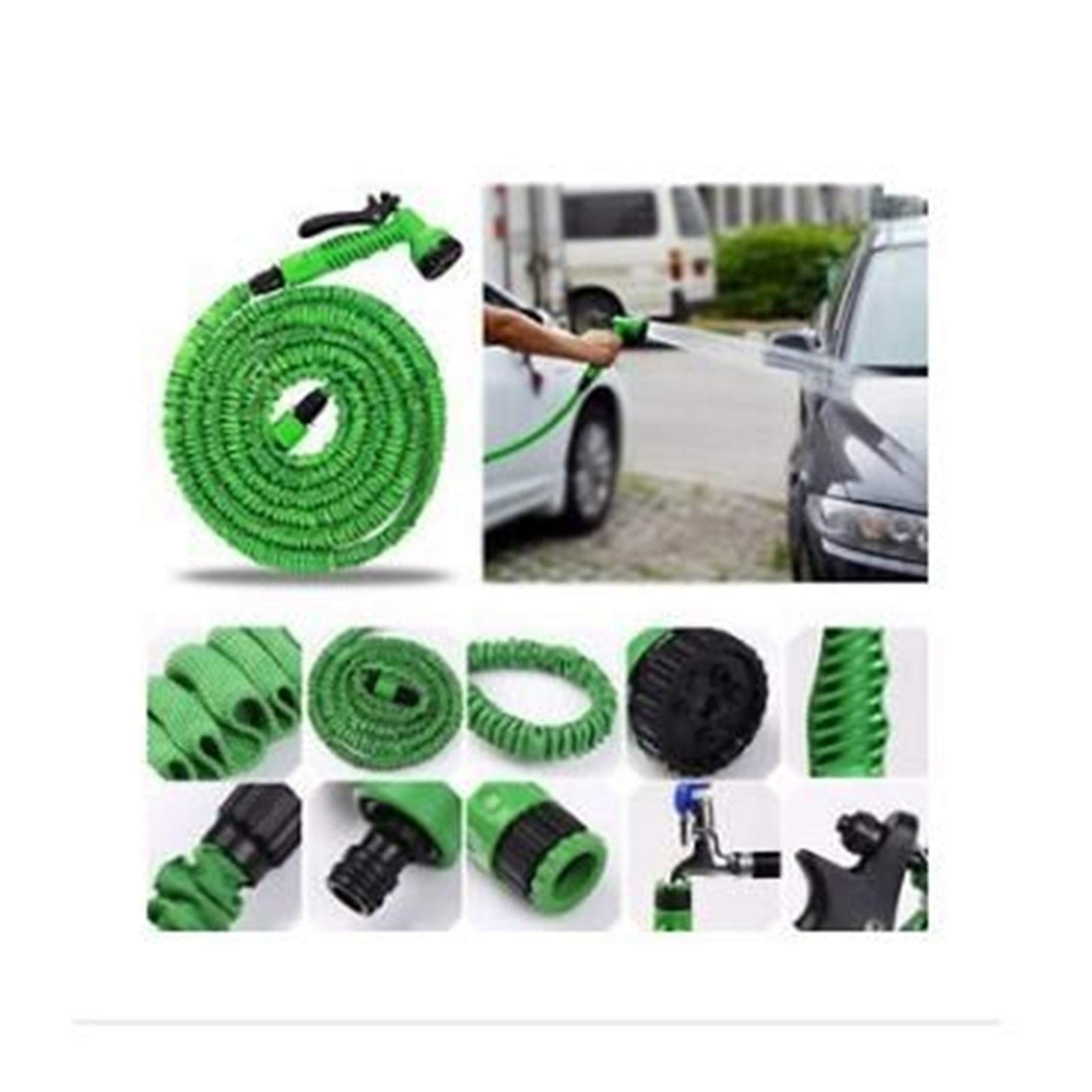Flexible Expandable Garden Water Hose 125ft - Magic Hose with Spray Gun & Connector for Car Washing, Lawn Watering, Plant Irrigation (Blue)