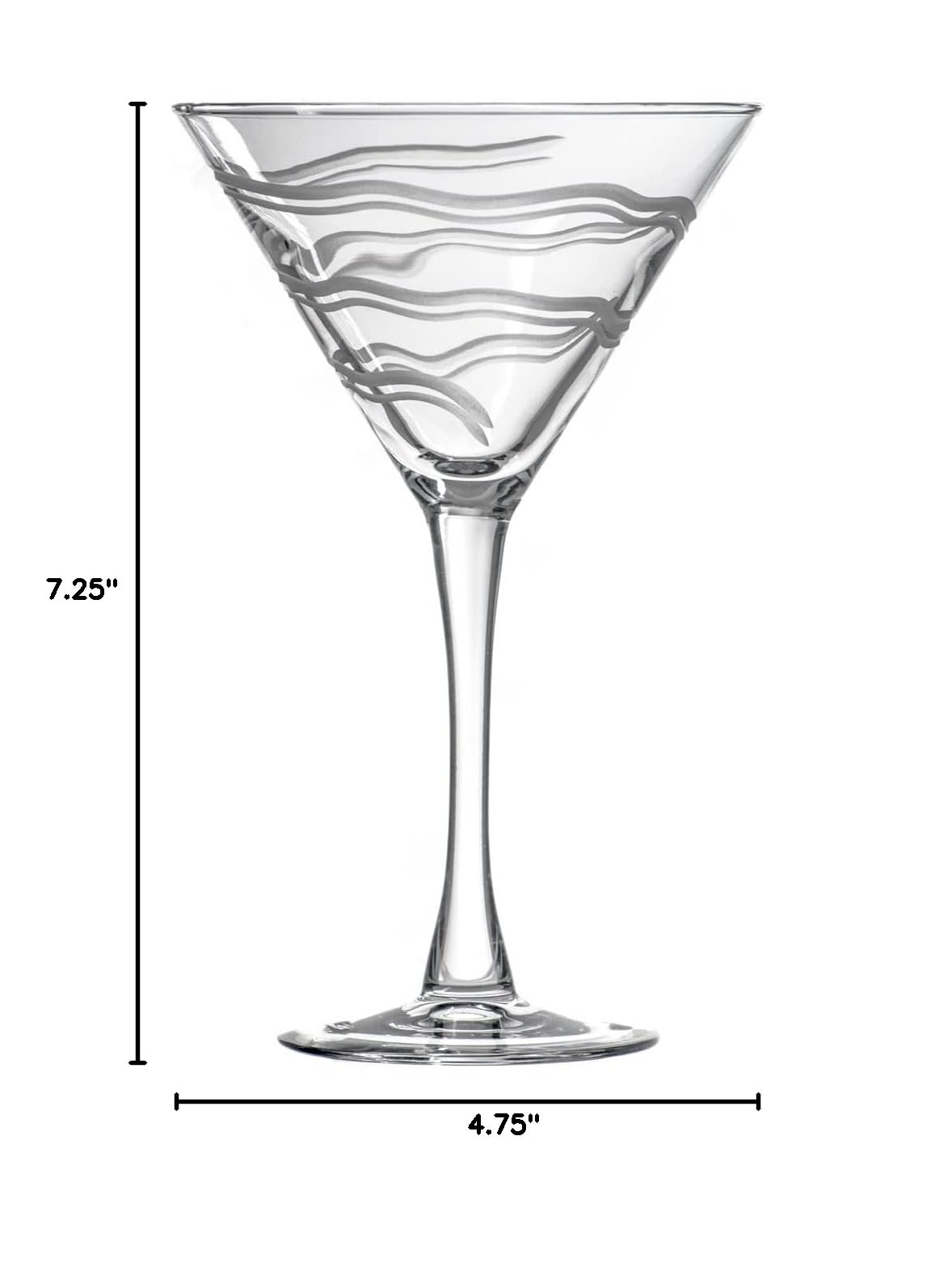 Rolf Glass Good Vibrations Martini Glass Set - 4 Premium Stemmed Cocktail Glasses | Lead-Free Crystal with Diamond-Wheel Engraving | Made in USA | Perfect for Parties, Weddings & Home Bar Decor