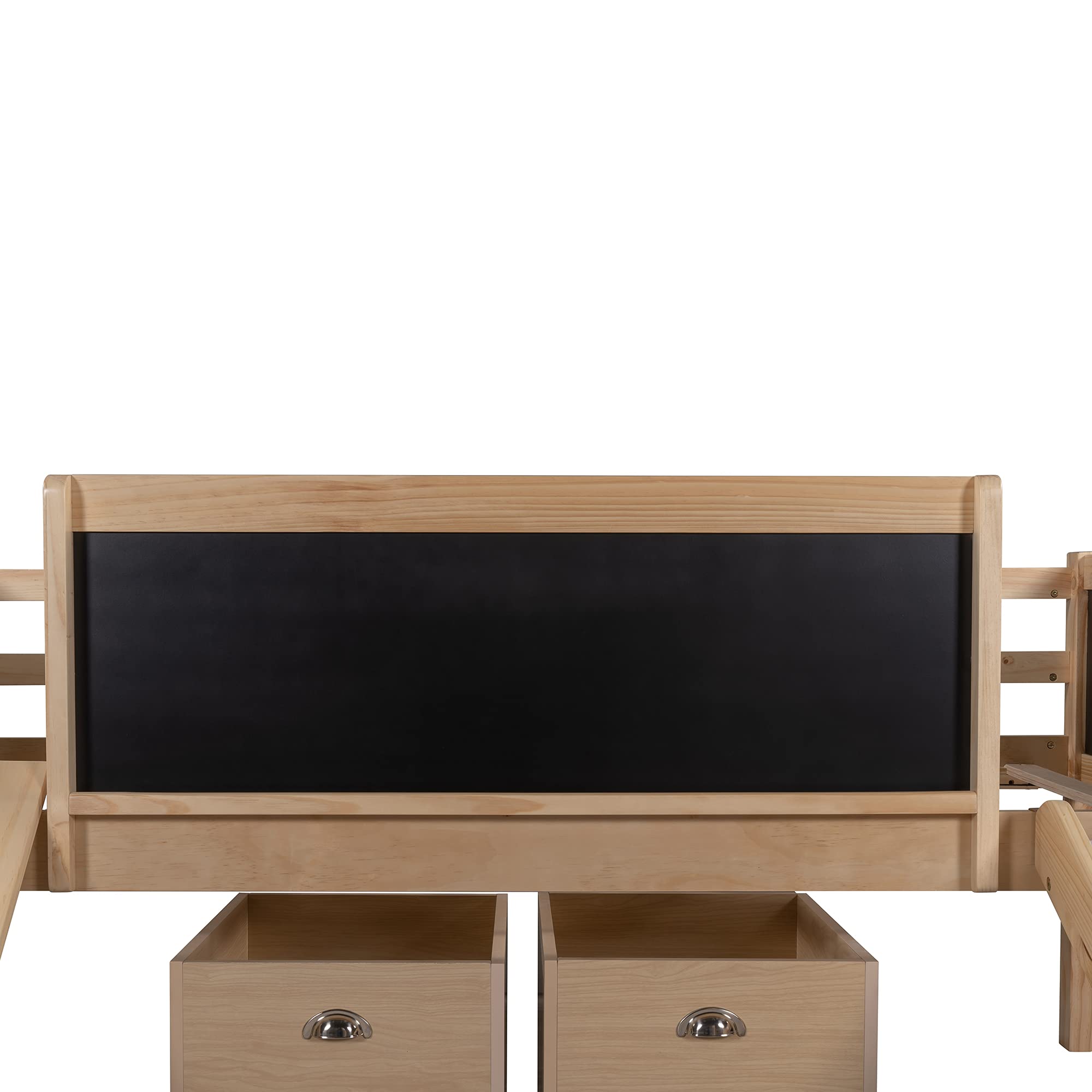 JT Twin Size Loft Bed with Two Storage Boxes - Natural Wood Space-Saving Bed for Kids & Teens - Perfect for Small Bedrooms, Dorms & Studio Apartments