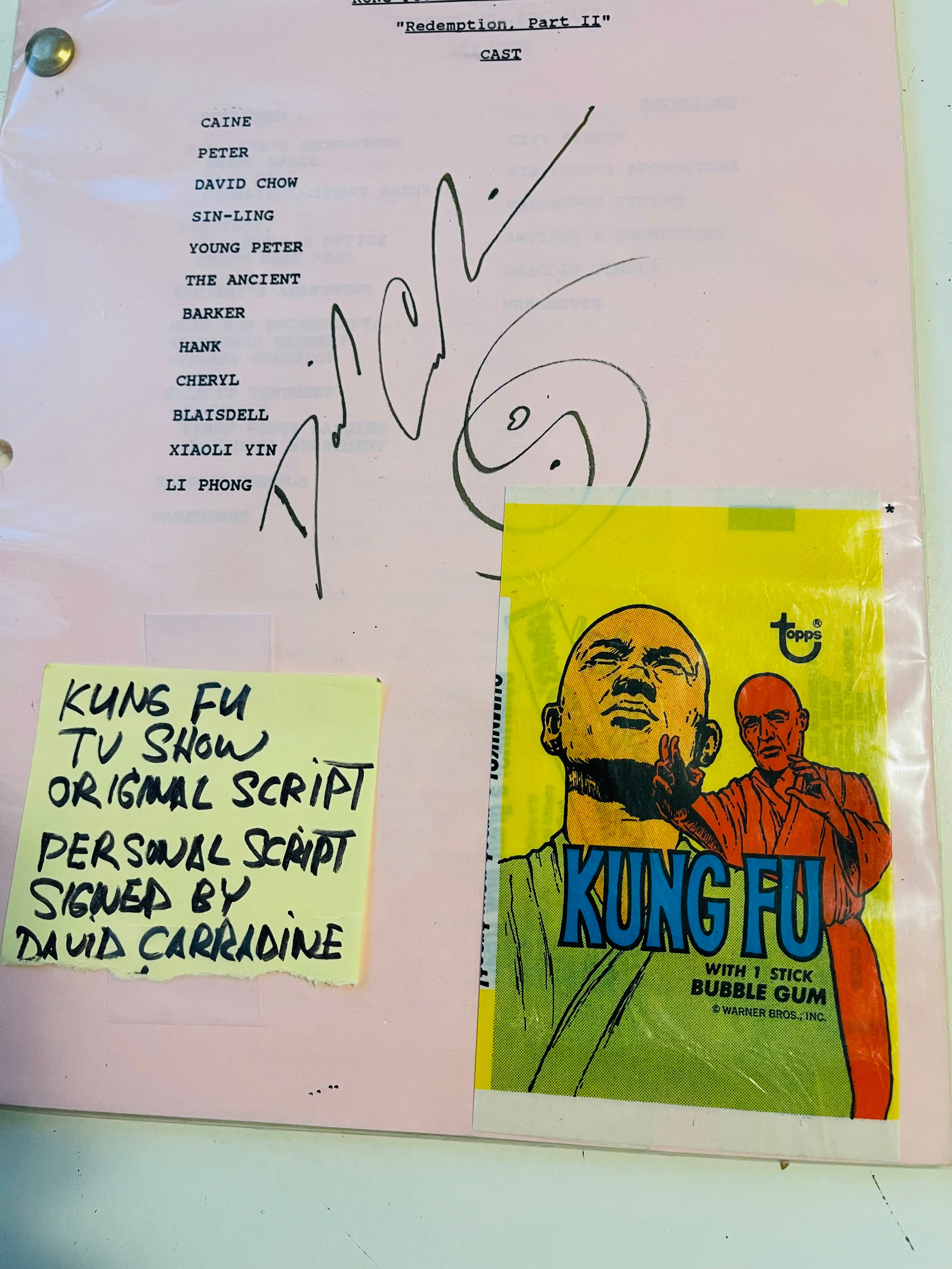 Original Kung Fu David Carradine Autographed Shooting Script with COA - Rare Collectible for TV Memorabilia Fans & Martial Arts Enthusiasts