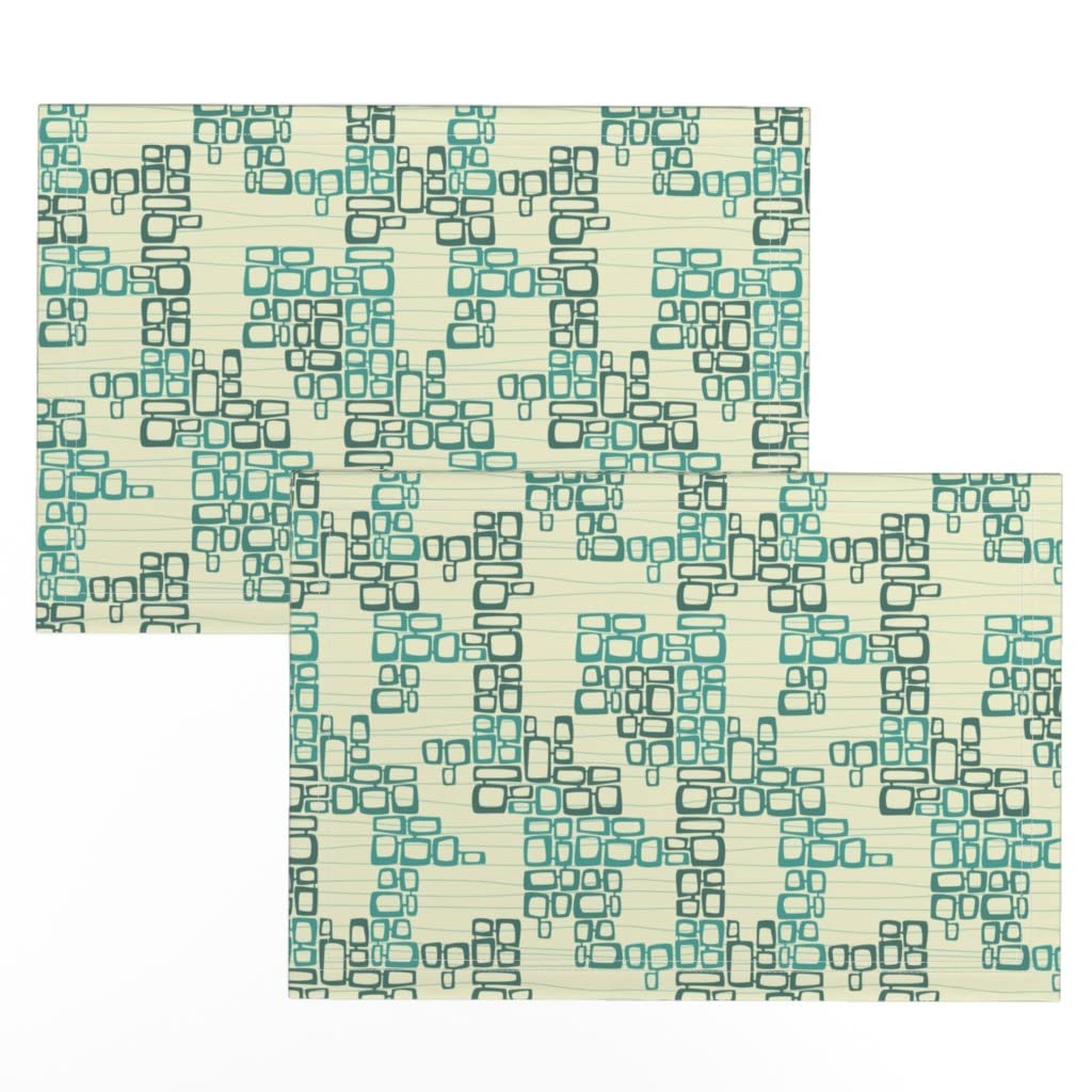 Vintage Tiki Surf Cocktail Print Linen Cotton Canvas Placemats (Set of 2) - Mid Century Tropical Design for Dining Table, Pool Party & Beach House Decor