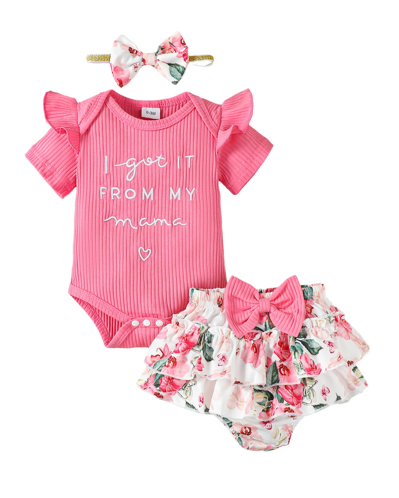 Mioglrie Newborn Baby Girl Clothes Set - Floral Romper & Shorts Outfit for Summer | Cute Infant Toddler Outfits | Perfect for Playdates, Beach Trips & Family Photos