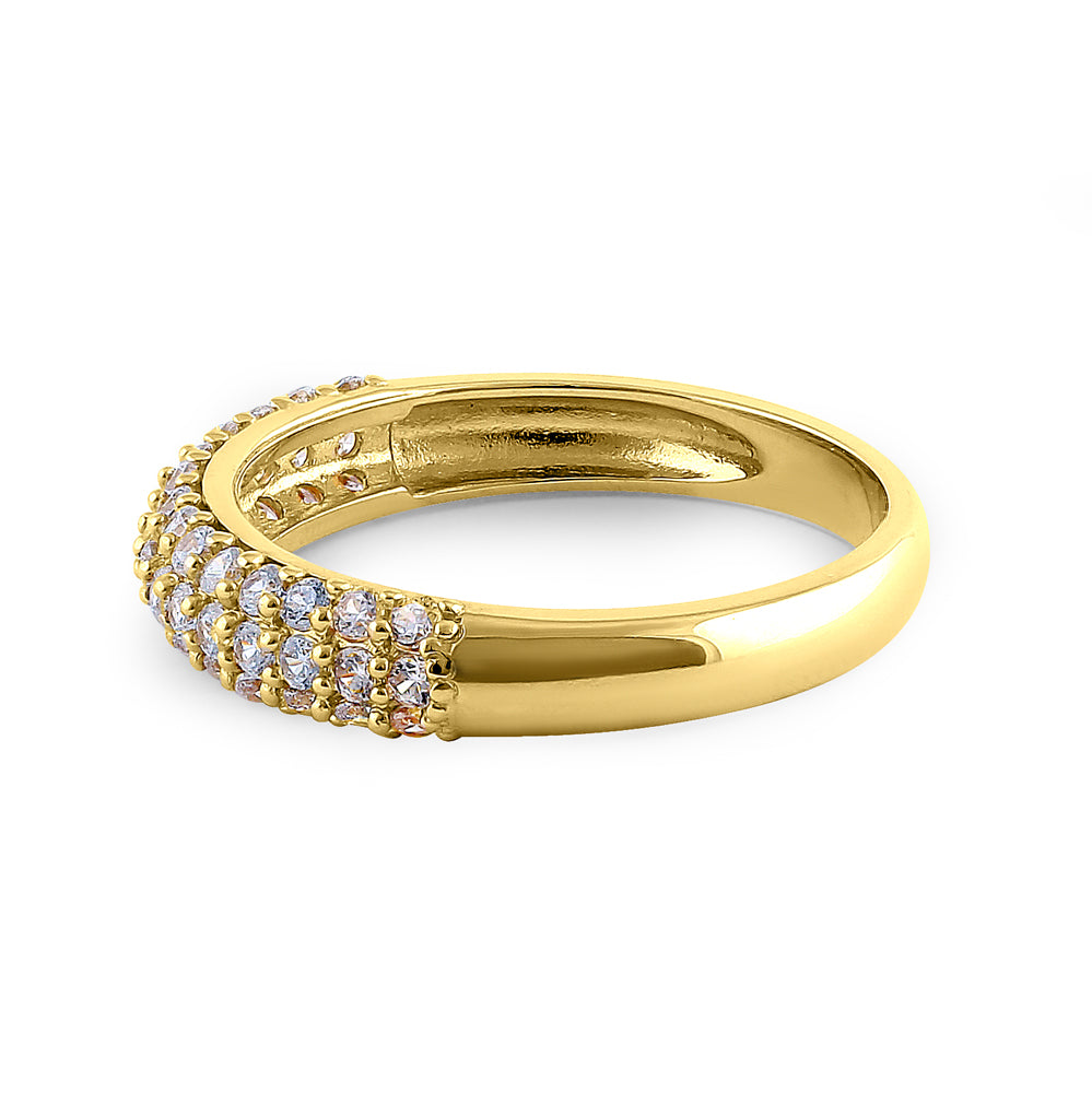 14K Solid Yellow Gold Pave Round Cubic Zirconia Cluster Ring for Women | Elegant CZ Engagement & Wedding Band | Perfect Gift for Anniversary, Valentine's Day & Special Occasions
