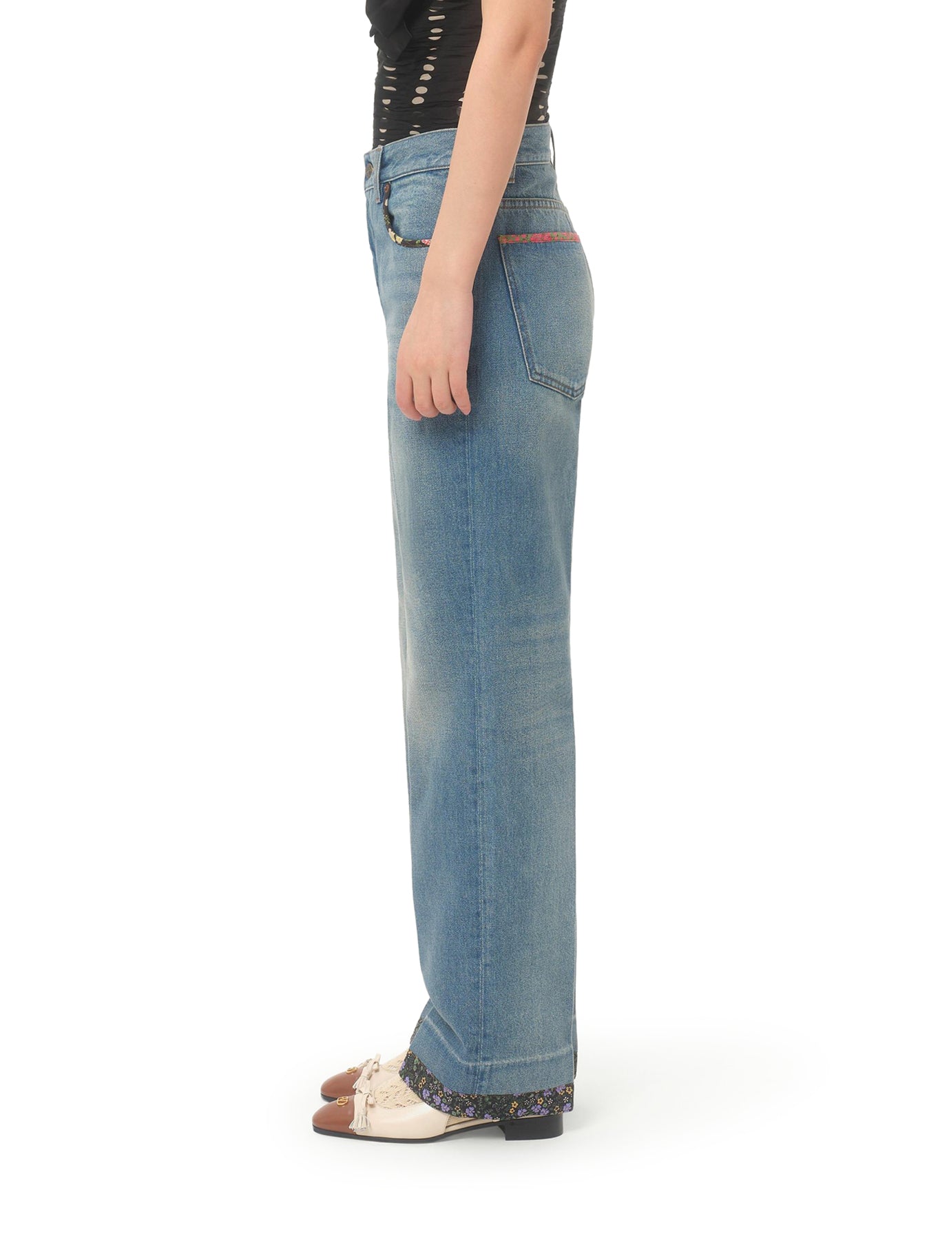 Valentino Garavani Blue Denim Trousers for Women - Medium Wash High Waist Slim Fit Jeans | Perfect for Casual Outings, Office Wear & Date Nights