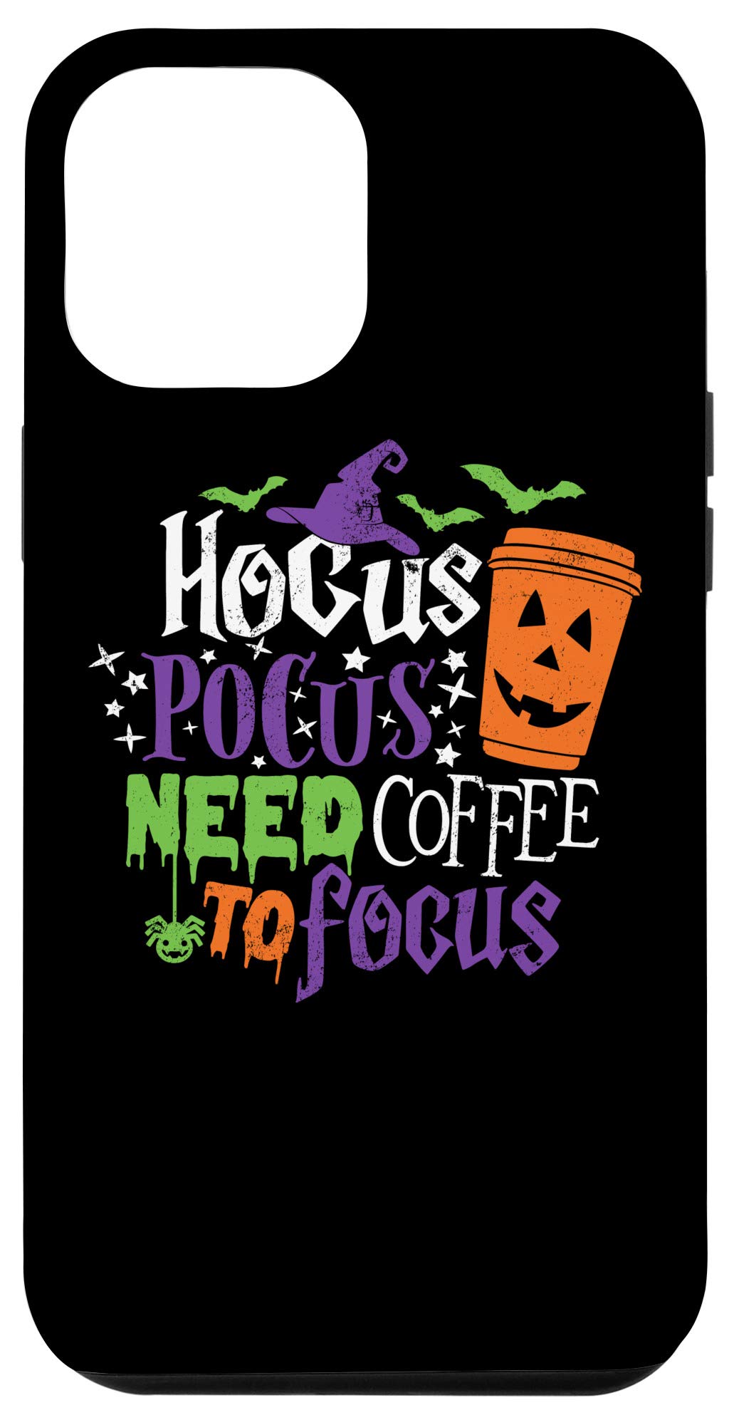 iPhone 12 Pro Max Funny Halloween Coffee Case - Hocus Pocus Need Coffee To Focus - Perfect for Halloween Parties & Coffee Lovers