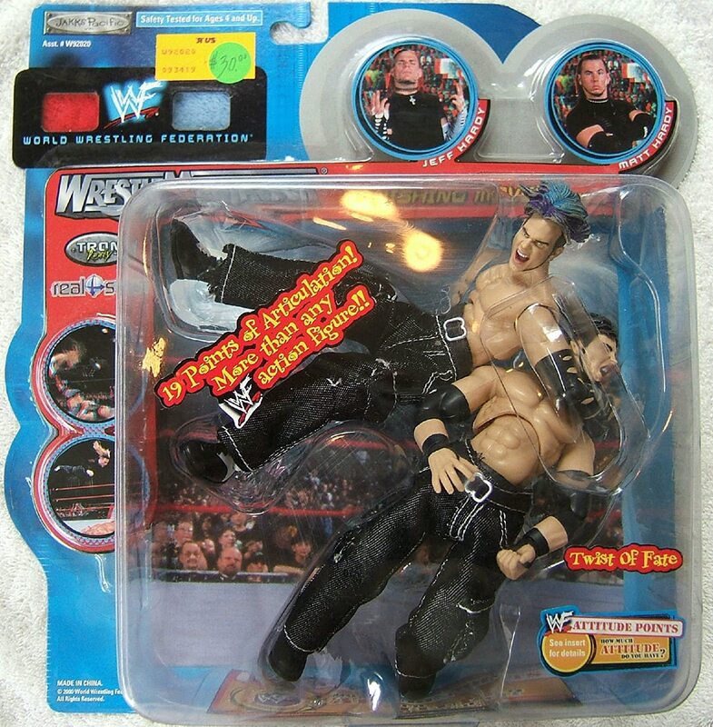 2000 WWF Jakks Pacific Finishing Moves Series 1 Twist of Fate Action Figures - Jeff Hardy & Matt Hardy Collectible Wrestling Toys for Display & Play