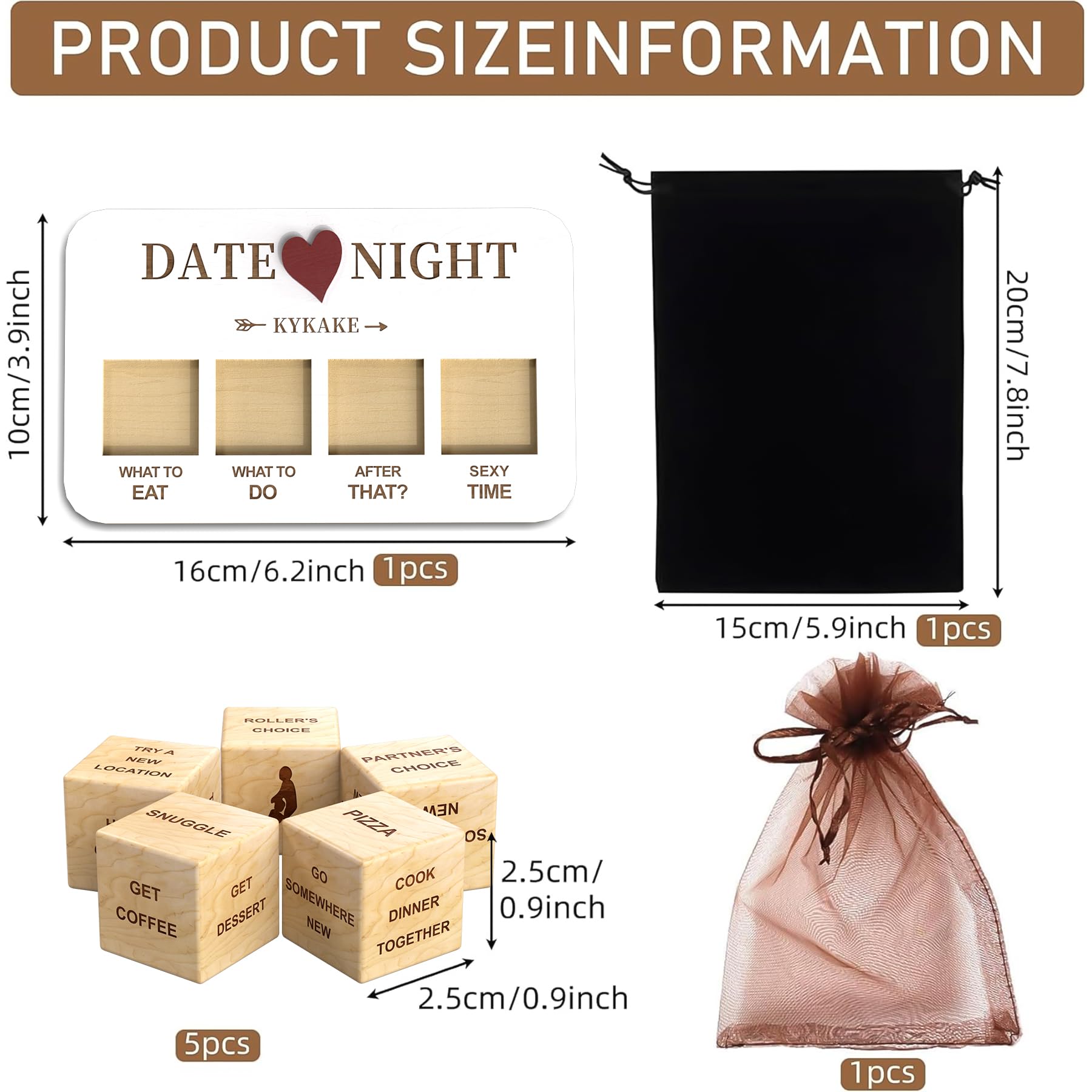 Romantic Date Night Dice for Couples - Fun Decision Making Game for Girlfriend & Boyfriend, Husband & Wife - Perfect Anniversary, Birthday Gift Idea for Him & Her - Great for Dinner Dates, Stay-at-Home Nights & Special Occasions
