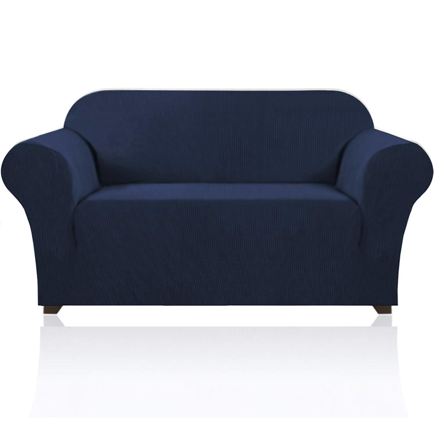 PrinceDeco Stretch Loveseat Sofa Cover - Washable 2-Cushion Slipcover with Non-Slip Bottom, Pet-Friendly Furniture Protector for Couches (Navy) - Perfect for Living Room, Apartment & Pet Owners