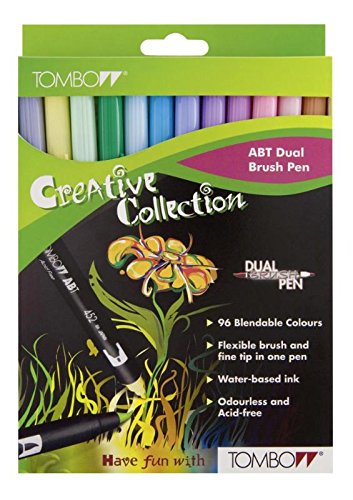 Tombow Dual Brush Pens Set of 12 - Soft Pastel Colors for Calligraphy, Hand Lettering & Art - Perfect for Bullet Journaling, Scrapbooking & DIY Crafts