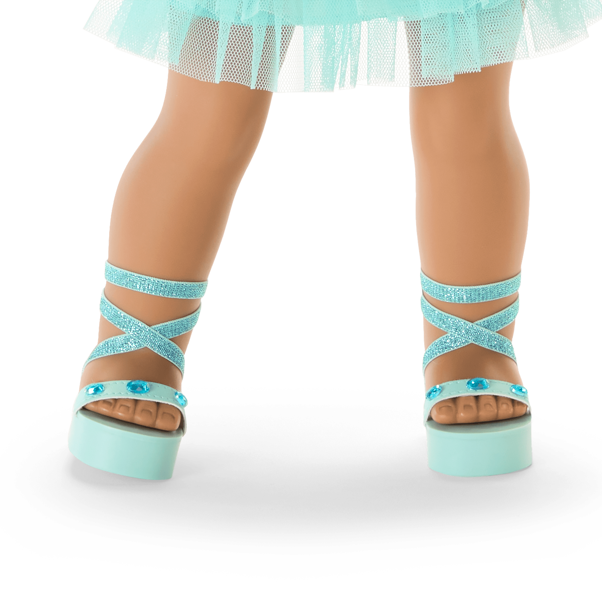 March Gleaming Aquamarine Outfit for 18 inch Dolls - Elegant Spring Fashion Dress for American Girl Dolls - Perfect for Birthday Gifts, Tea Parties & Photo Shoots