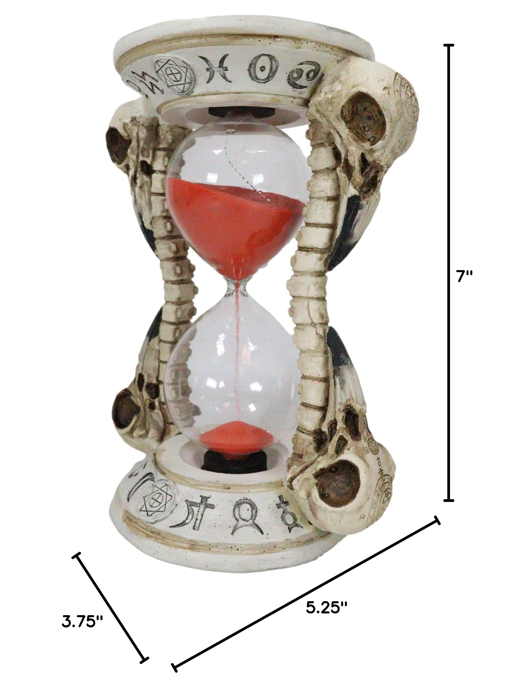 Ebros Gothic Alchemy Symbols Plague Doctor Raven Skull Sand Timer - Decorative Macabre Hourglass with Skeleton Spine Bones - Perfect for Halloween Decor, Gothic Home Accent & Dark Academia Aesthetics