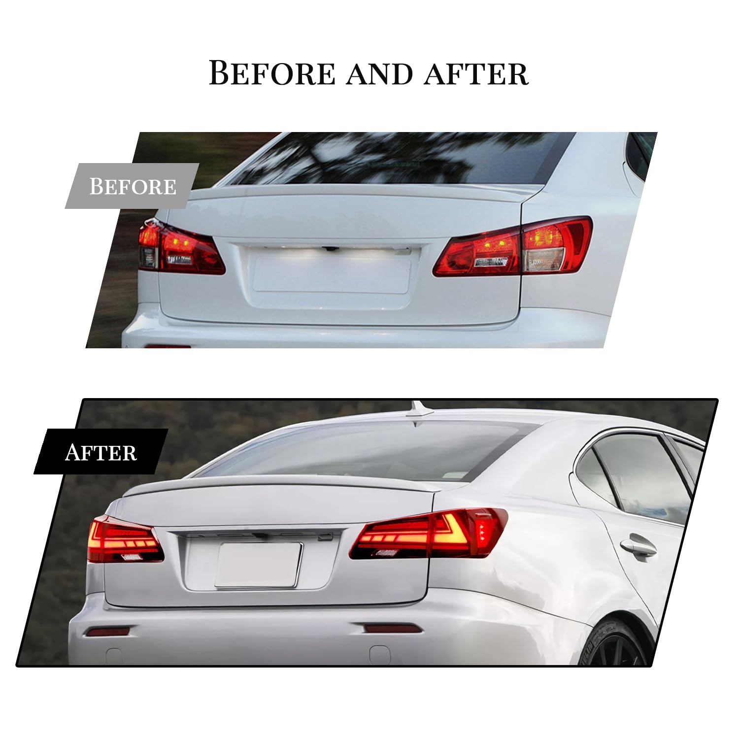 HCmotion LED Tail Lights Assembly for 2006-2013 Lexus IS250 IS350 ISF XE20 Sedan - Plug & Play Replacement with DRL, Sequential Turn Signals & Startup Animation - Perfect for Night Driving & Car Customization
