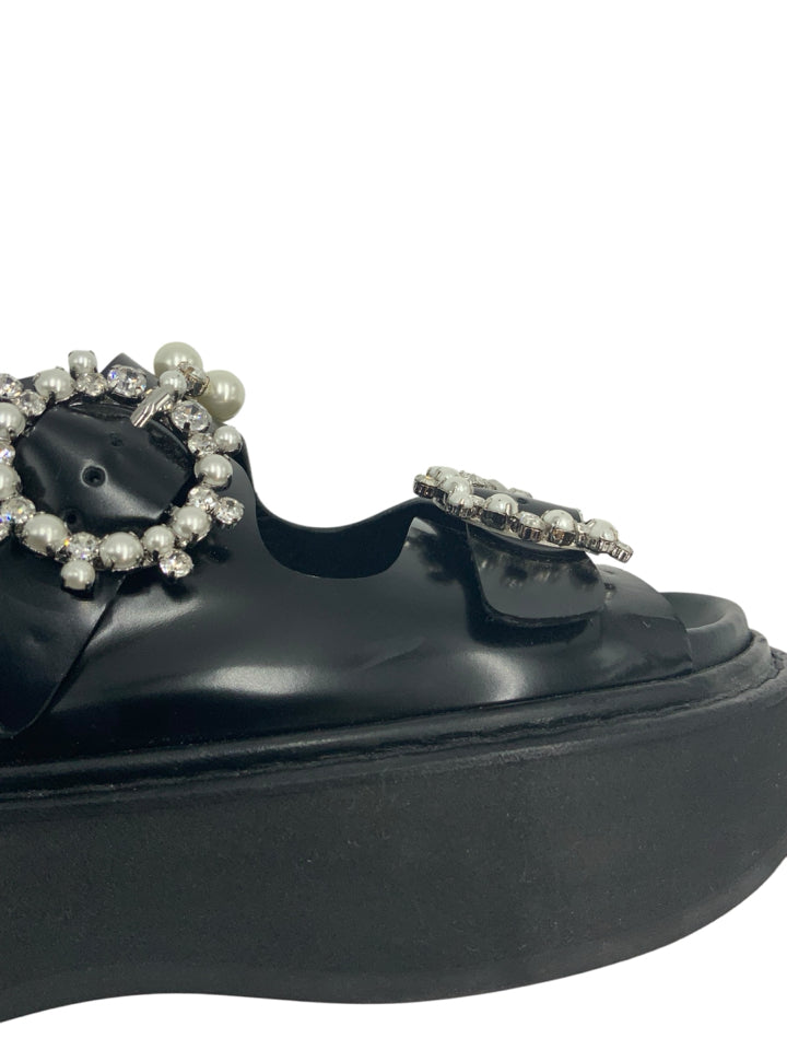 Simone Rocha Women's Pearl Embellished Platform Sandals - Size 38 (US 8) | Luxury Designer Heels for Weddings, Parties & Special Occasions