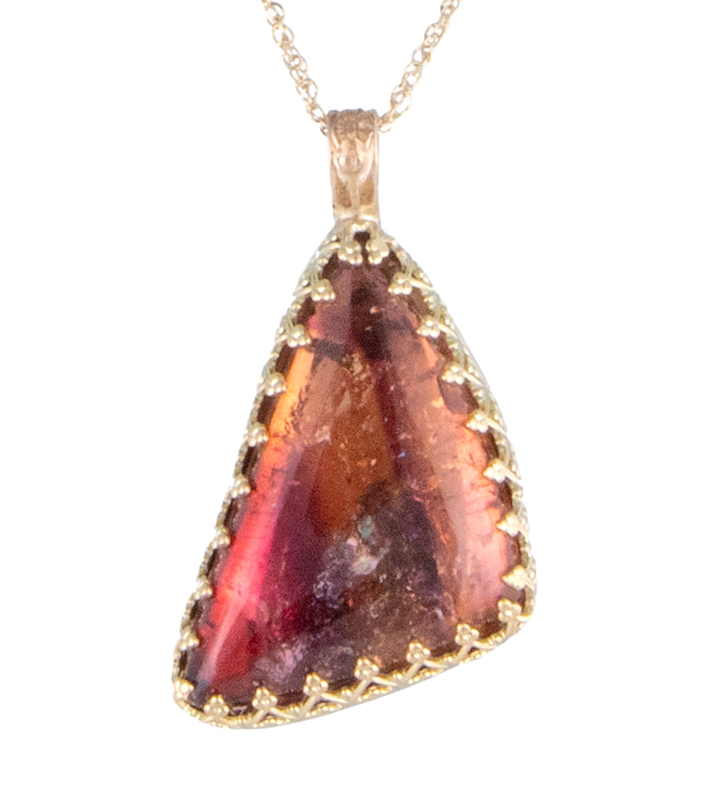 Galit Pink Tourmaline Triangle Cabochon Necklace - Elegant Gemstone Jewelry for Women | Perfect for Weddings, Parties & Everyday Wear