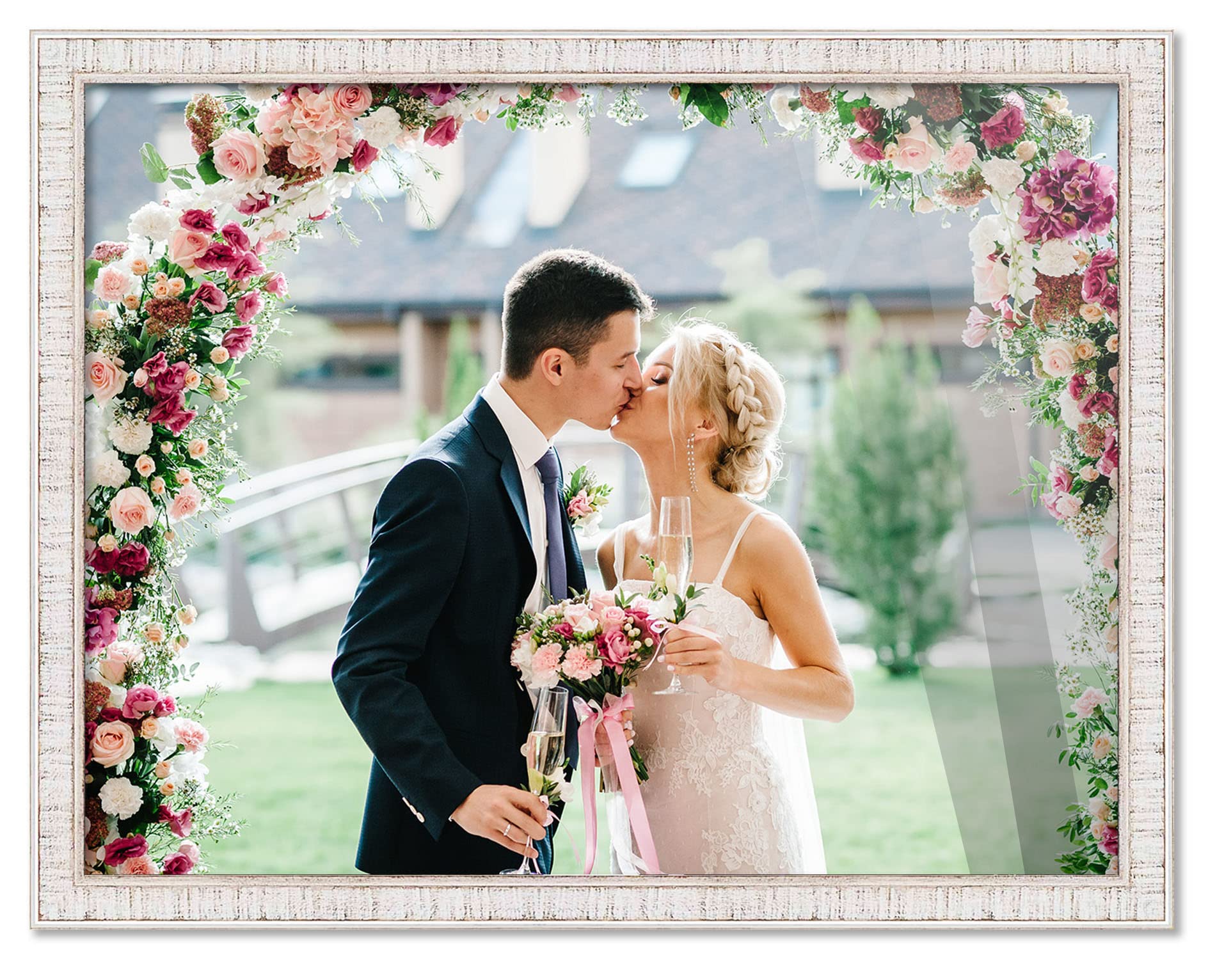 28x23 Inch White Wood Picture Frame - Shatterproof UV Acrylic Front & Acid-Free Backing for Family Photos | Modern Wall Display for Home, Office & Gallery Decor