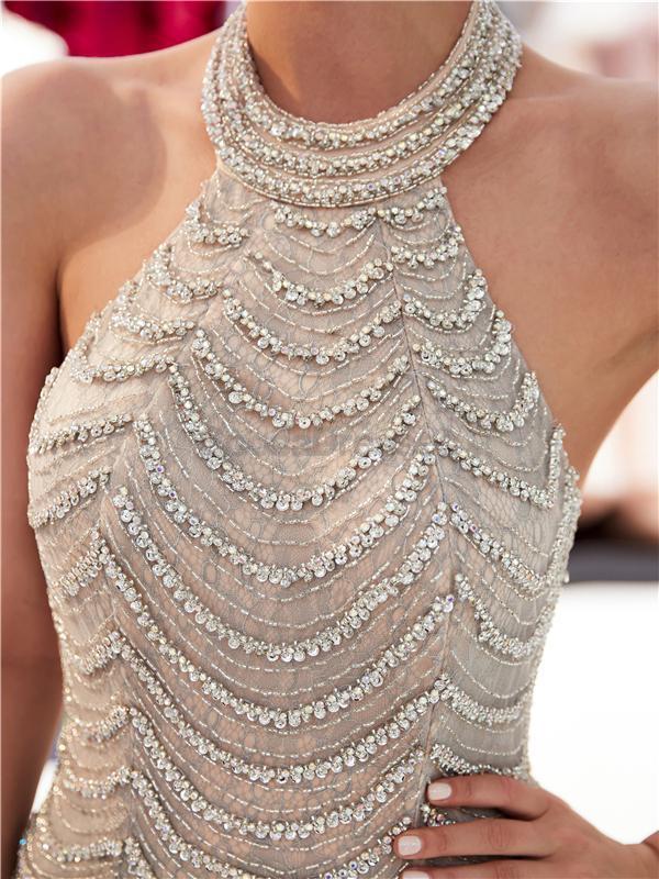 Elegant Halter Backless Beaded Mermaid Prom Dress for Evening Party & Special Occasions - Style 12032 | Perfect for Prom, Homecoming, Gala & Formal Events