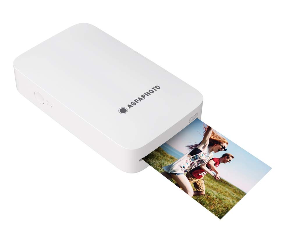 AgfaPhoto Realipix Mini P Bluetooth Photo Printer - 2.1 x 3.4 Inch Portable Thermal Sublimation Printer with 4Pass Technology (White, AMP23-WH) - Perfect for Instant Prints, Travel Memories & DIY Scrapbooking
