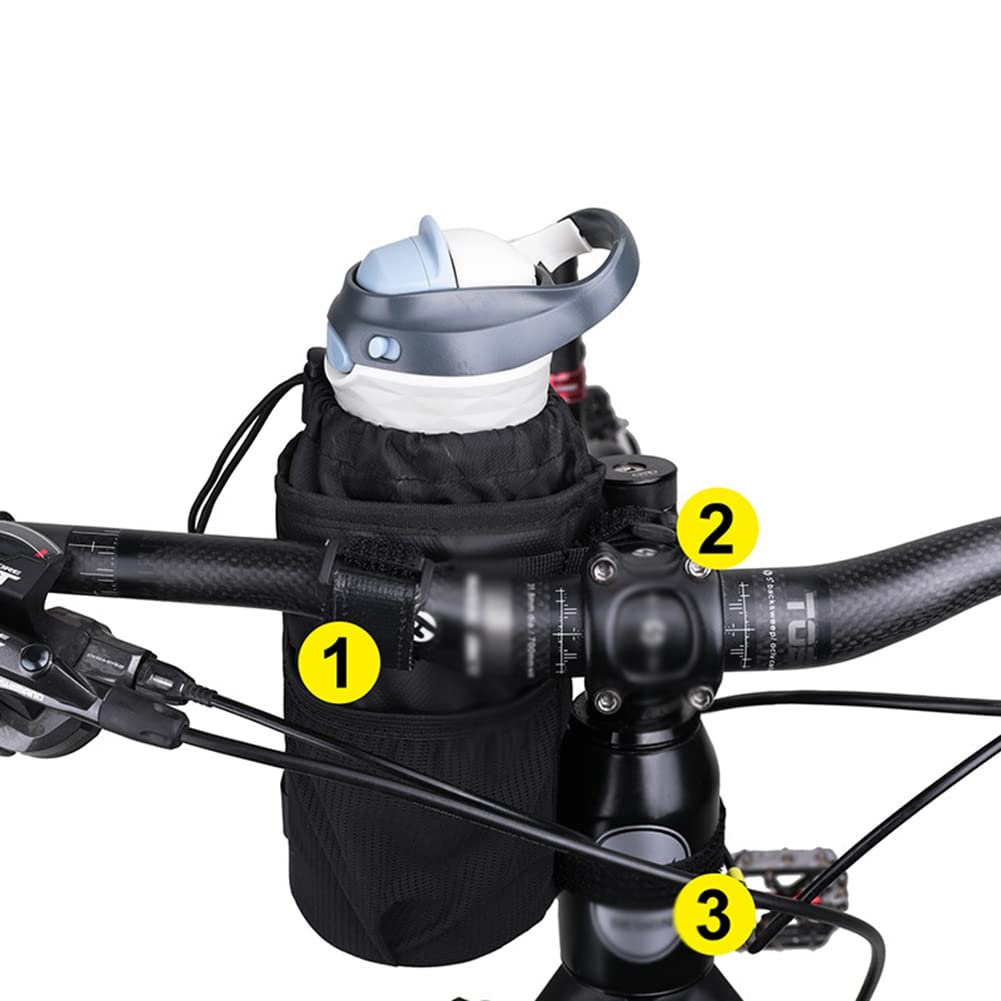 Zcargel Insulated Bike Water Bottle Holder Bag - Outdoor Cycling Stem Pouch with Phone Storage for Mountain Bikes, Wheelchairs & Strollers | Perfect for Hiking, Commuting & Adventure Sports