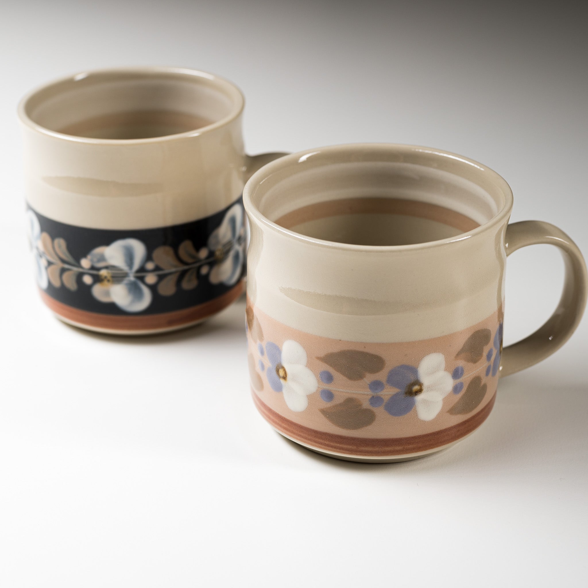 Fukube Pottery Mug Cup - Handmade Japanese Ceramic Coffee Cup with Violet or Camellia Floral Design | Perfect for Home, Office & Gift Giving