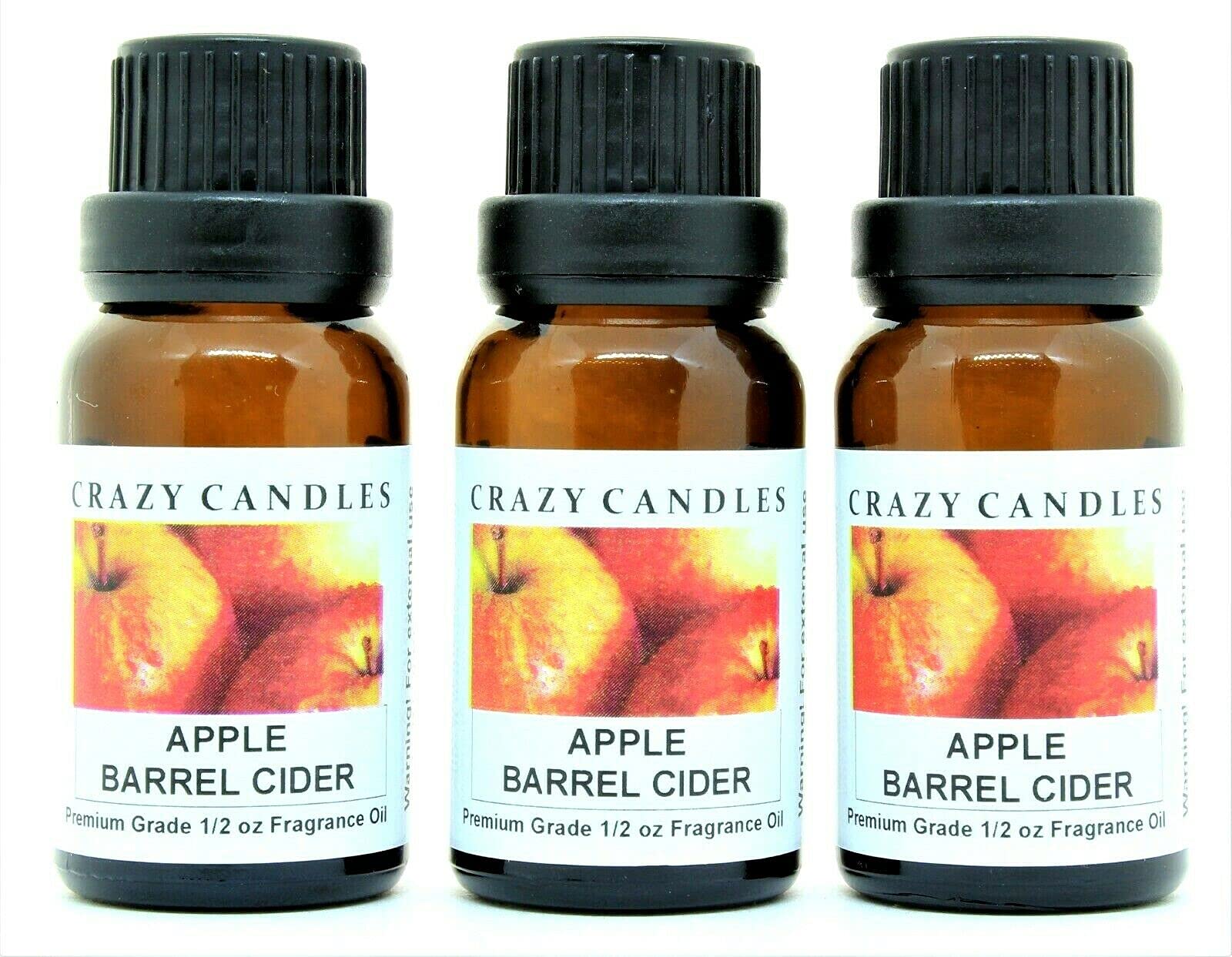 Premium Apple Barrel Cider Scented Fragrance Oil - 3 Pack (1/2 FL Oz/15ml Each) - Long Lasting Aromatherapy for Candles, Soaps & Diffusers - Perfect for Fall Decor & Cozy Home Fragrance