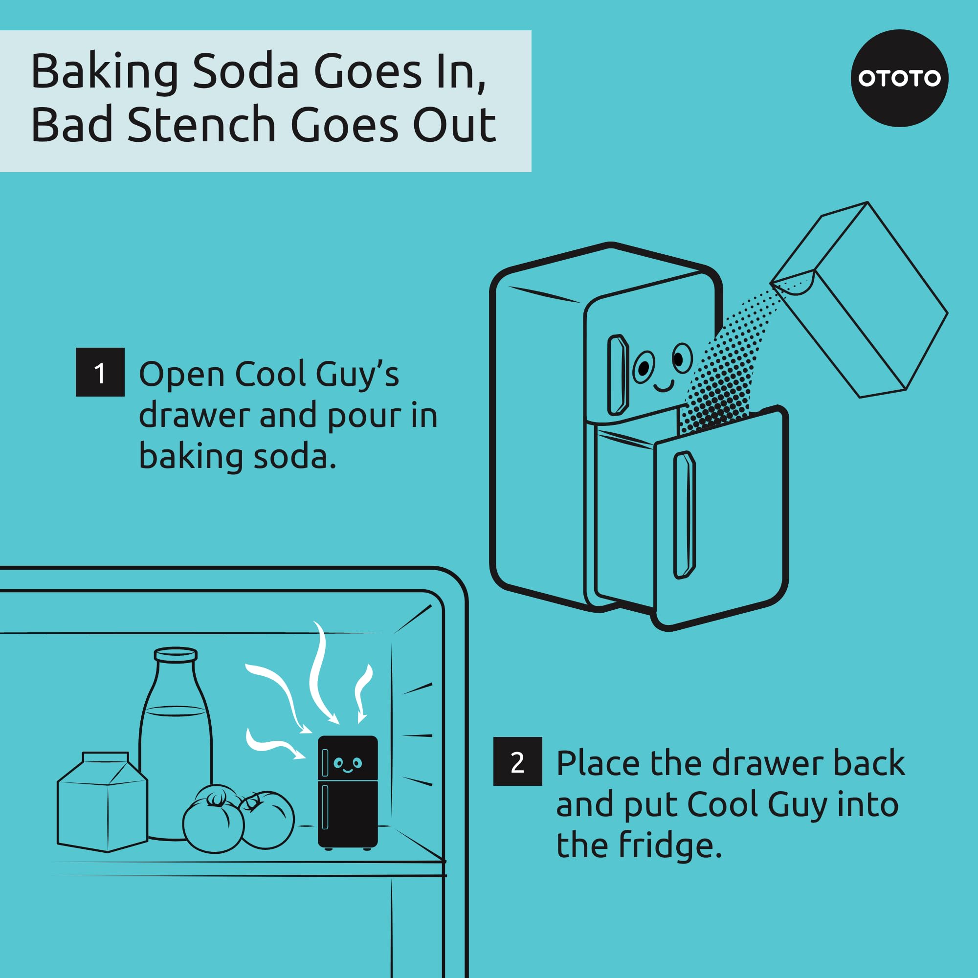 OTOTO Fridge Deodorizer - Natural Baking Soda Odor Absorber for Refrigerator, Cute Kitchen Accessories & Gadgets - Keep Your Fridge Fresh for Food Storage & Meal Prep