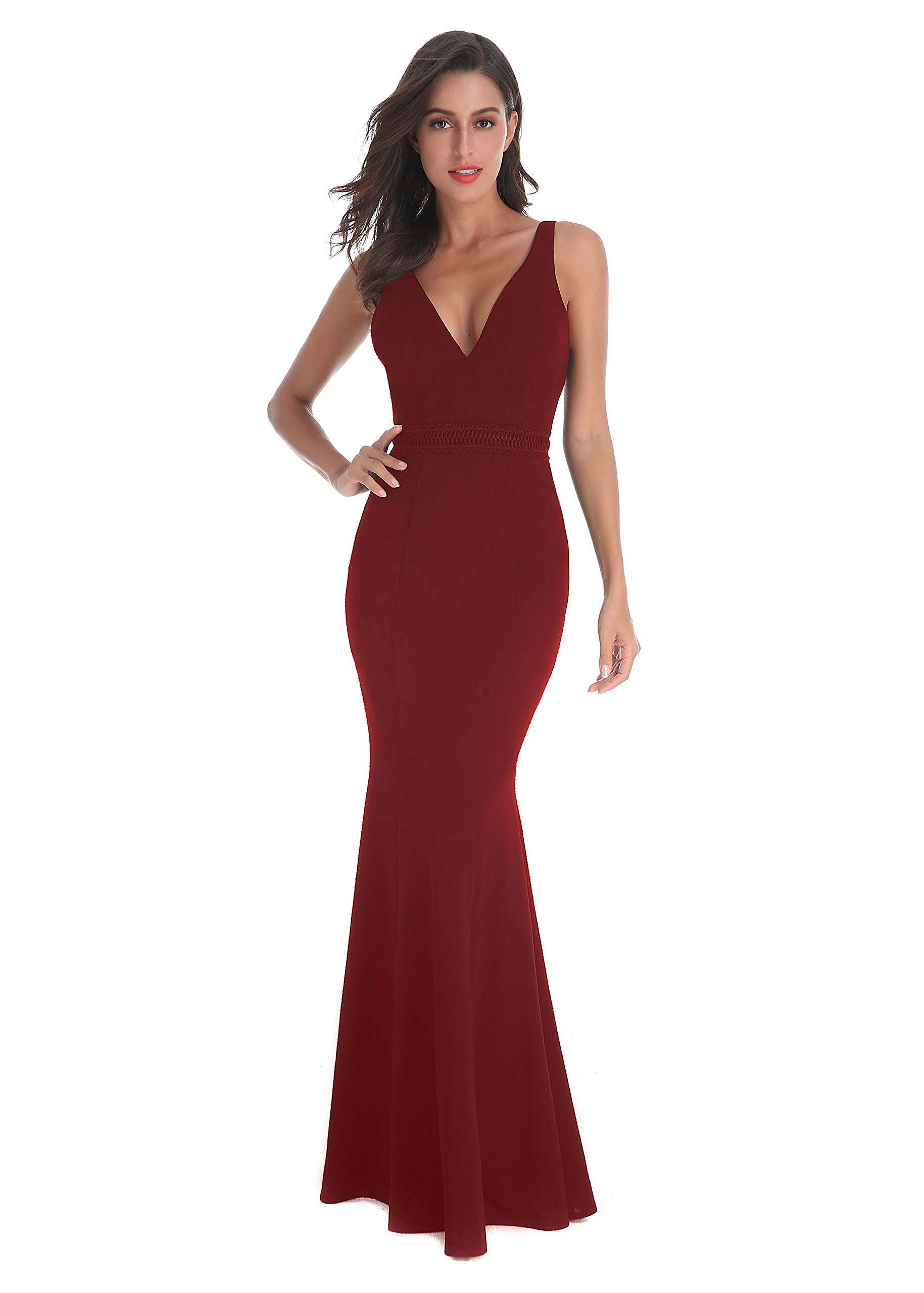 Vintage V-Neck Bridesmaid Dress for Wedding & Evening Party