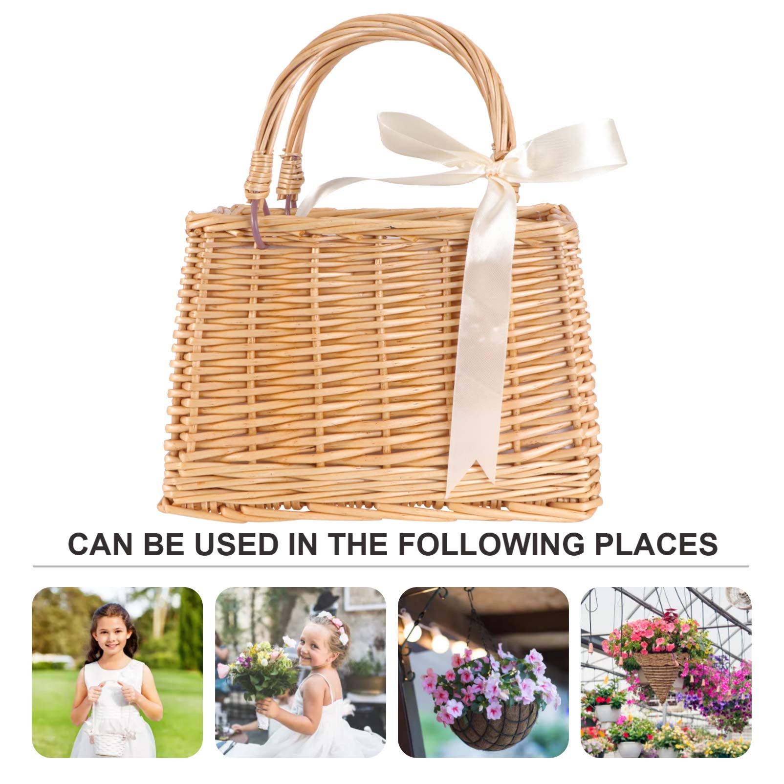 DOITOOL Rattan Woven Basket - Portable Flower Basket for Wedding, Easter, Home Decor, Egg Storage, Dried Flowers | Perfect for Wedding Flower Girl, Party Decor, and Rustic Home Organizing