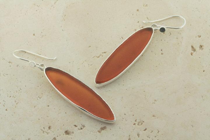 Orange Spear Seaglass Earrings - Handmade Boho Dangle Earrings for Women - Perfect for Beach Weddings & Summer Outfits
