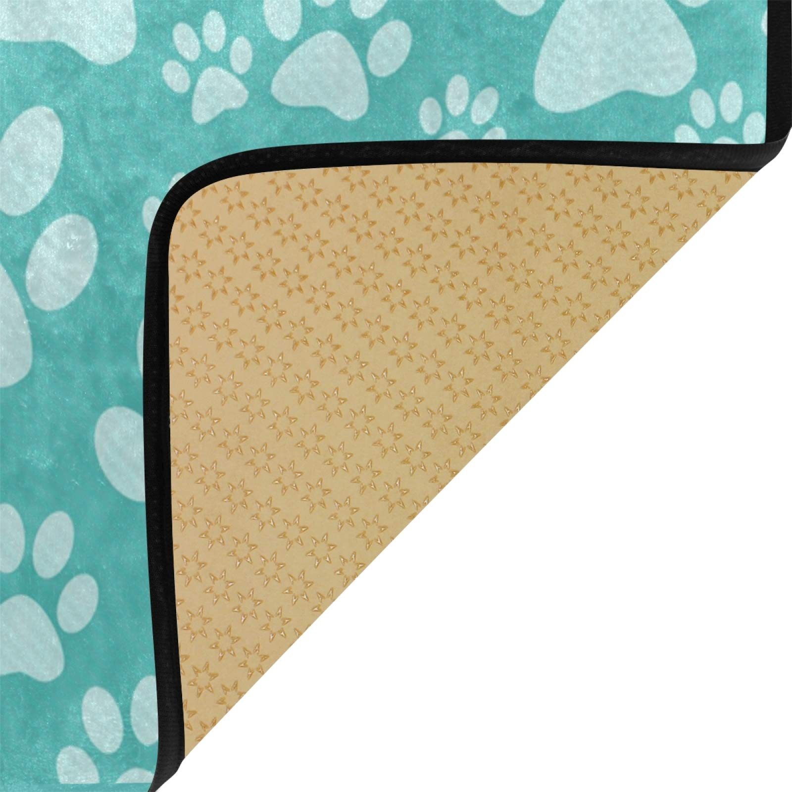 Qilmy Teal Dog Paw Print Non-Slip Area Rug - Soft Comfortable Large Floor Mat for Living Room, Bedroom, Bathroom & Dorm - 39x20 Inch - Perfect for Pet Lovers' Home Decor & Cozy Spaces