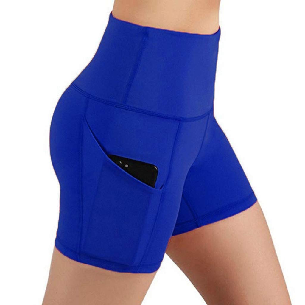 Hessimy Women's High Waist Bike Shorts with Side Pockets - Workout Yoga Running Compression Exercise Shorts for Women - Perfect for Gym, Cycling & Outdoor Activities