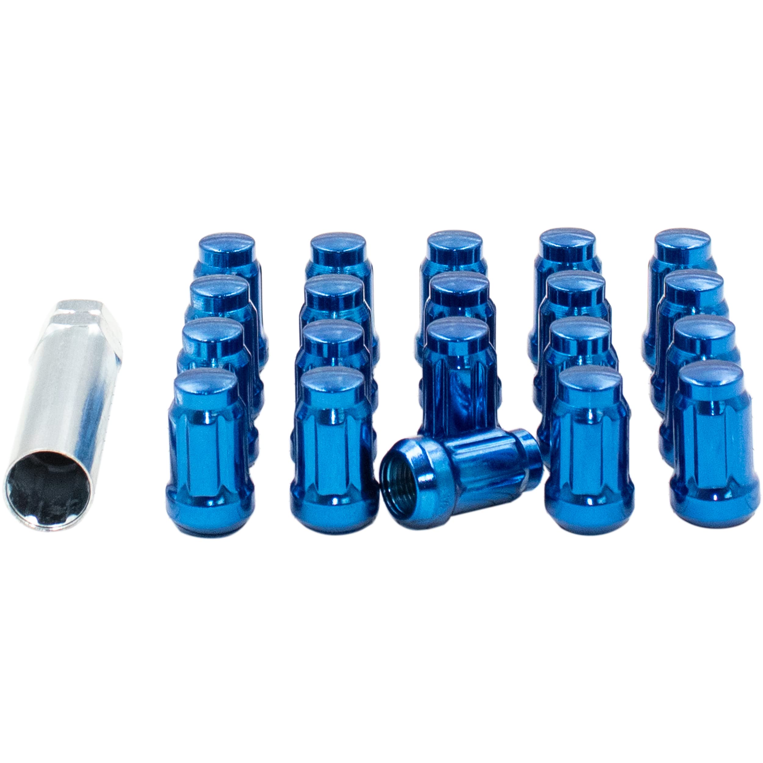 Blue M12x1.25 Spline Lug Nuts (Set of 20) - Fits Infiniti Nissan Toyota - for Car Wheels & Custom Rims