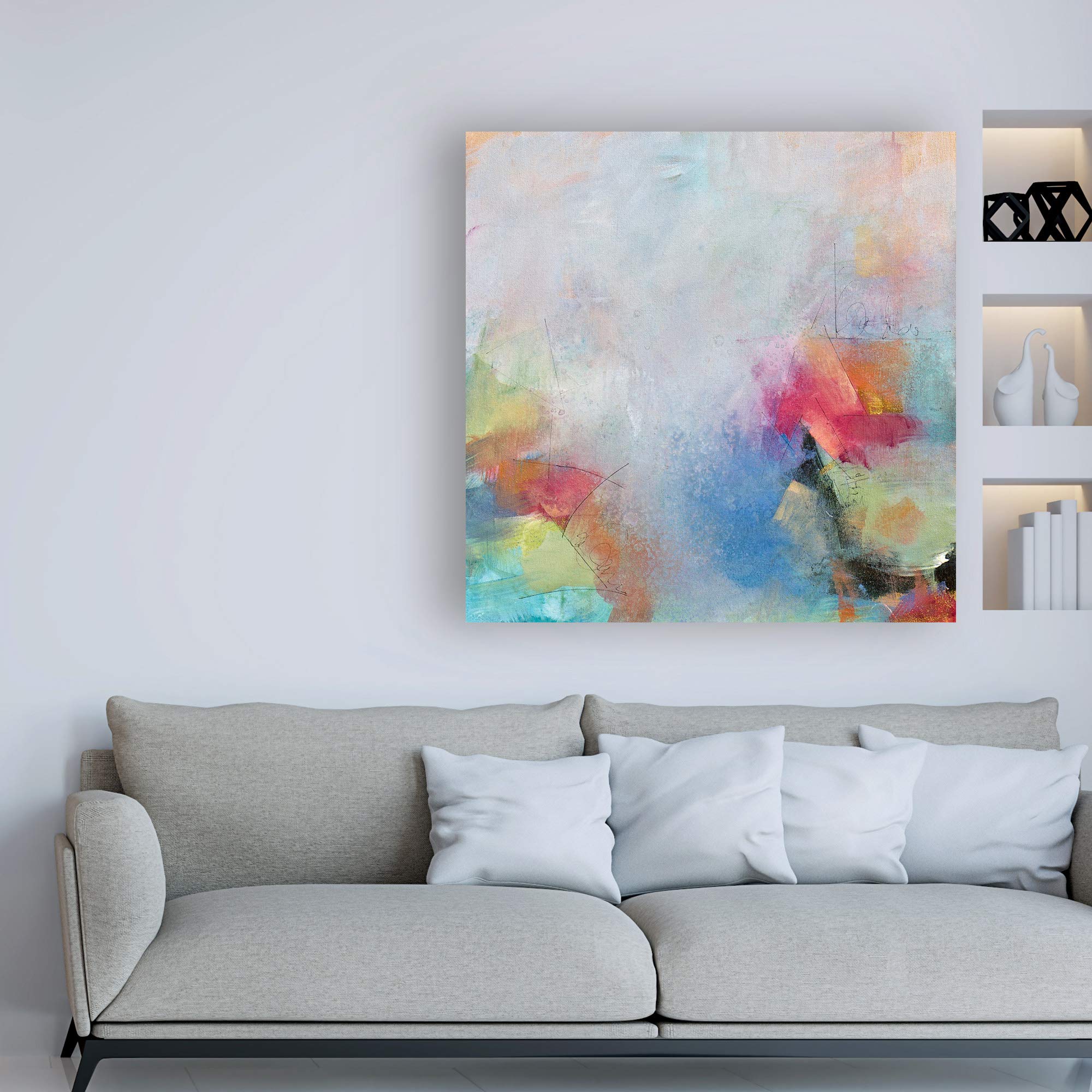 Karen Hal Happy Place Abstract Art Print 18x18 - Modern Wall Decor for Living Room, Bedroom & Office - Premium Trademark Fine Art