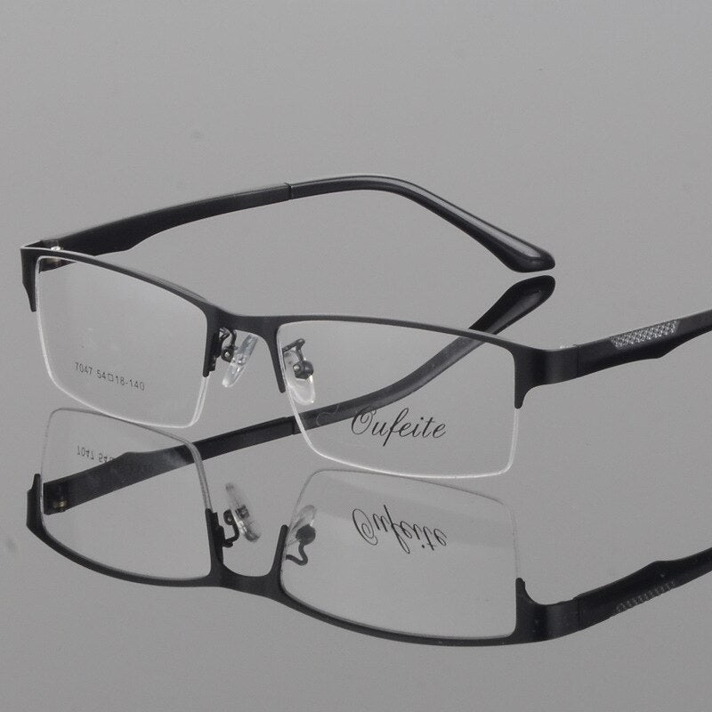 Bclear Men's Square Alloy Semi-Rimless Eyeglasses S7047 - Stylish Lightweight Frame for Work, Reading & Everyday Wear