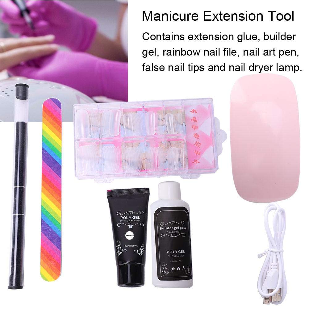 Poly Nail Gel Kit for Beginners - Quick Nail Extension Starter Kit with LED Lamp (Clear) | DIY Salon-Quality Manicures at Home