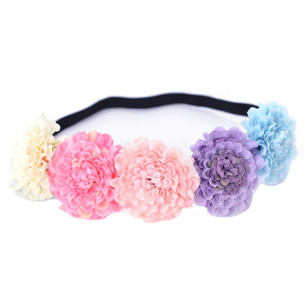 Mori Chrysanthemum Flower Wreath Tiara - Bridal Headpiece for Wedding, Beach Holiday Photography Hair Accessories - Boho Floral Crown for Bridesmaids, Maternity Shoot, and Summer Festival