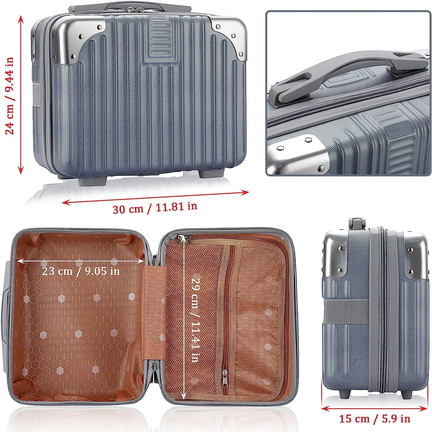 Portable Hard Shell Cosmetic Travel Case - Small Makeup Organizer with Elastic Bands, Mini ABS Carry On Luggage for Women | Perfect for Air Travel, Weekend Getaways & Daily Makeup Storage