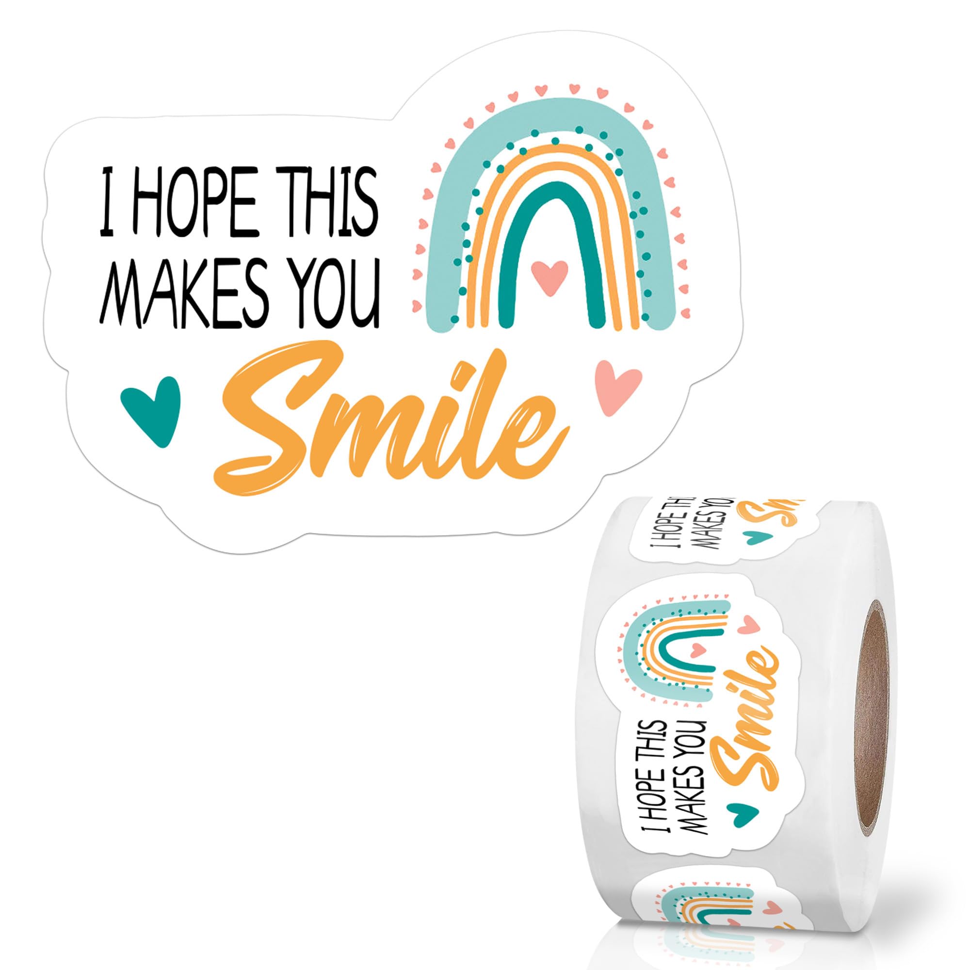 500 PCS Cute Rainbow Stickers - Thank You & Smile Stickers for Small Business, Online Retailers, Mail Envelopes, Packaging & Shipping Labels - Perfect for Etsy Sellers, Amazon FBA & Handmade Gifts Packaging