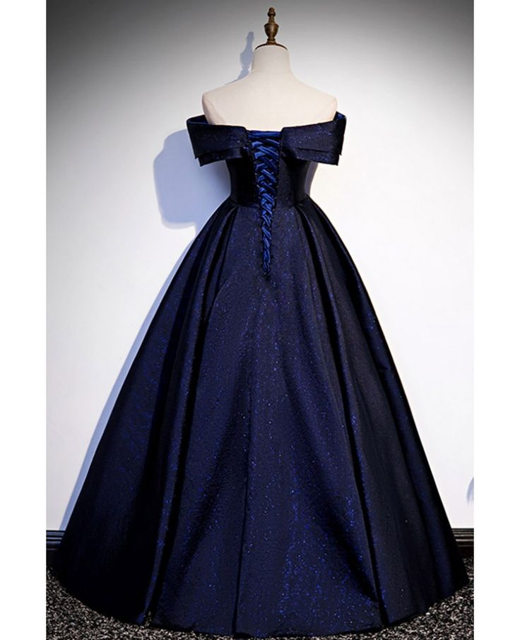Elegant Navy Blue Off Shoulder Long Prom Dress - A-Line Evening Gown for Women J4389 | Perfect for Homecoming, Formal Dances, and Special Occasions