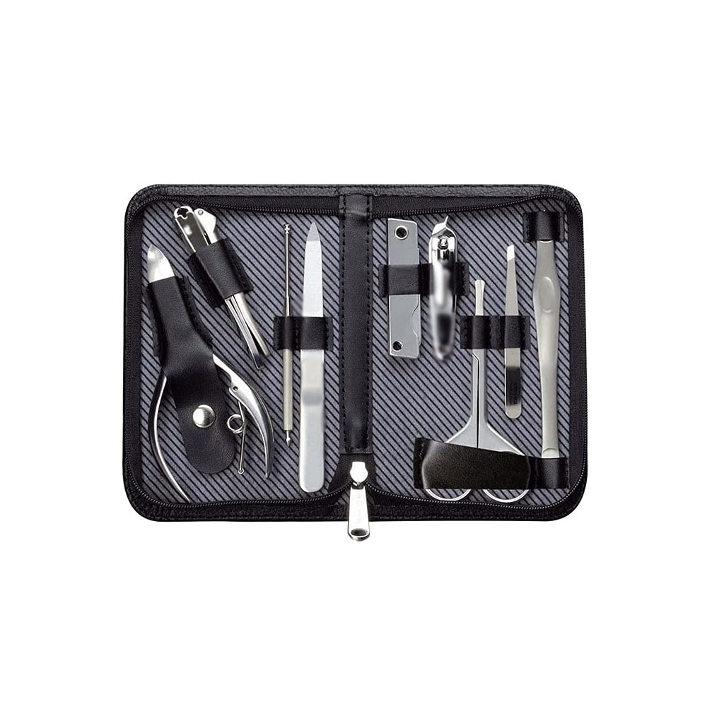 Professional 9-Piece Stainless Steel Manicure & Pedicure Set - YIAAN Nail Clippers Kit for Women, Grooming & Nail Care Tools | Perfect for Home Spa, Travel & Salon Use